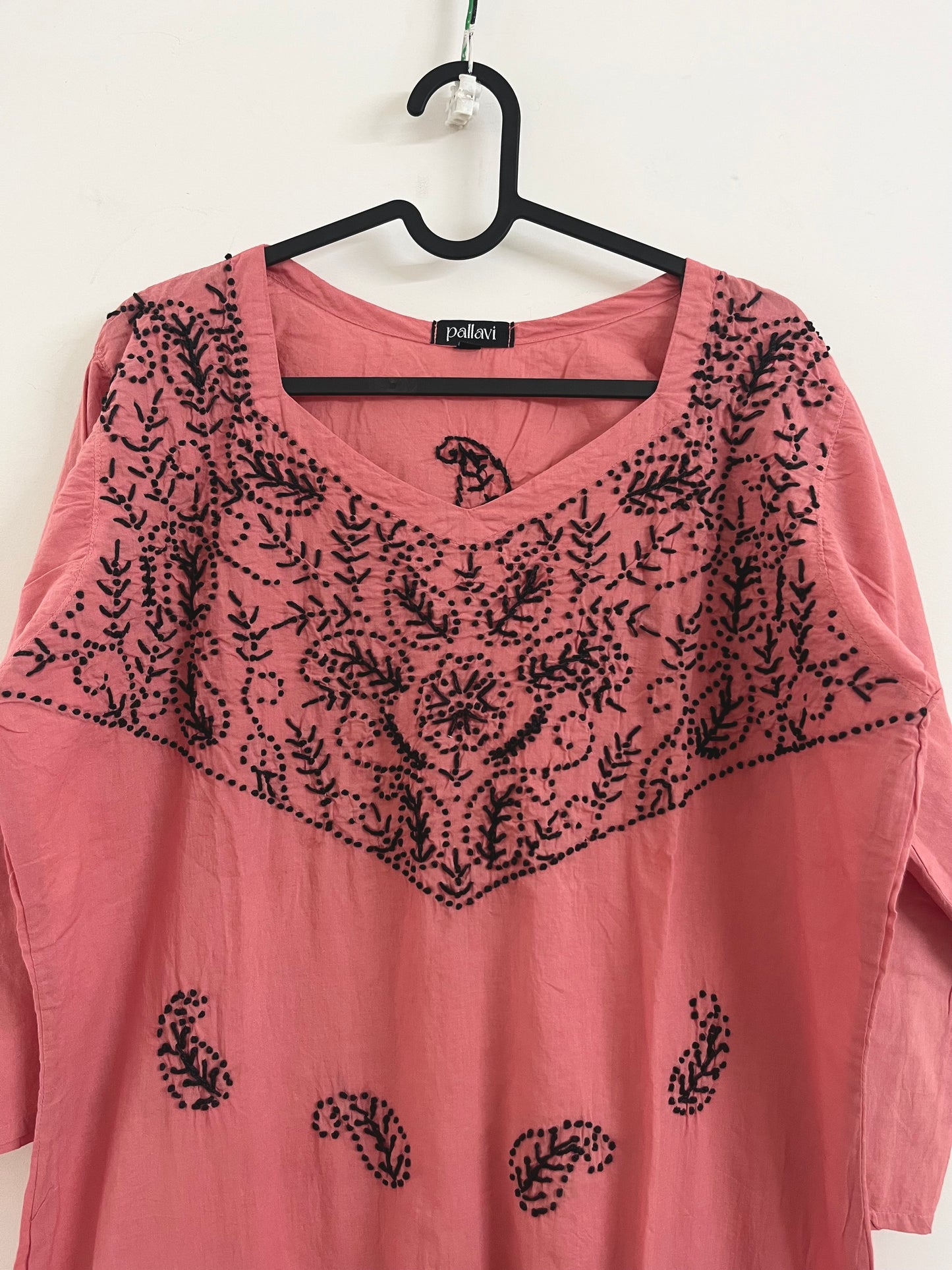 Straight Kurti PRE-ORDER - Black knots on Peach Pink
