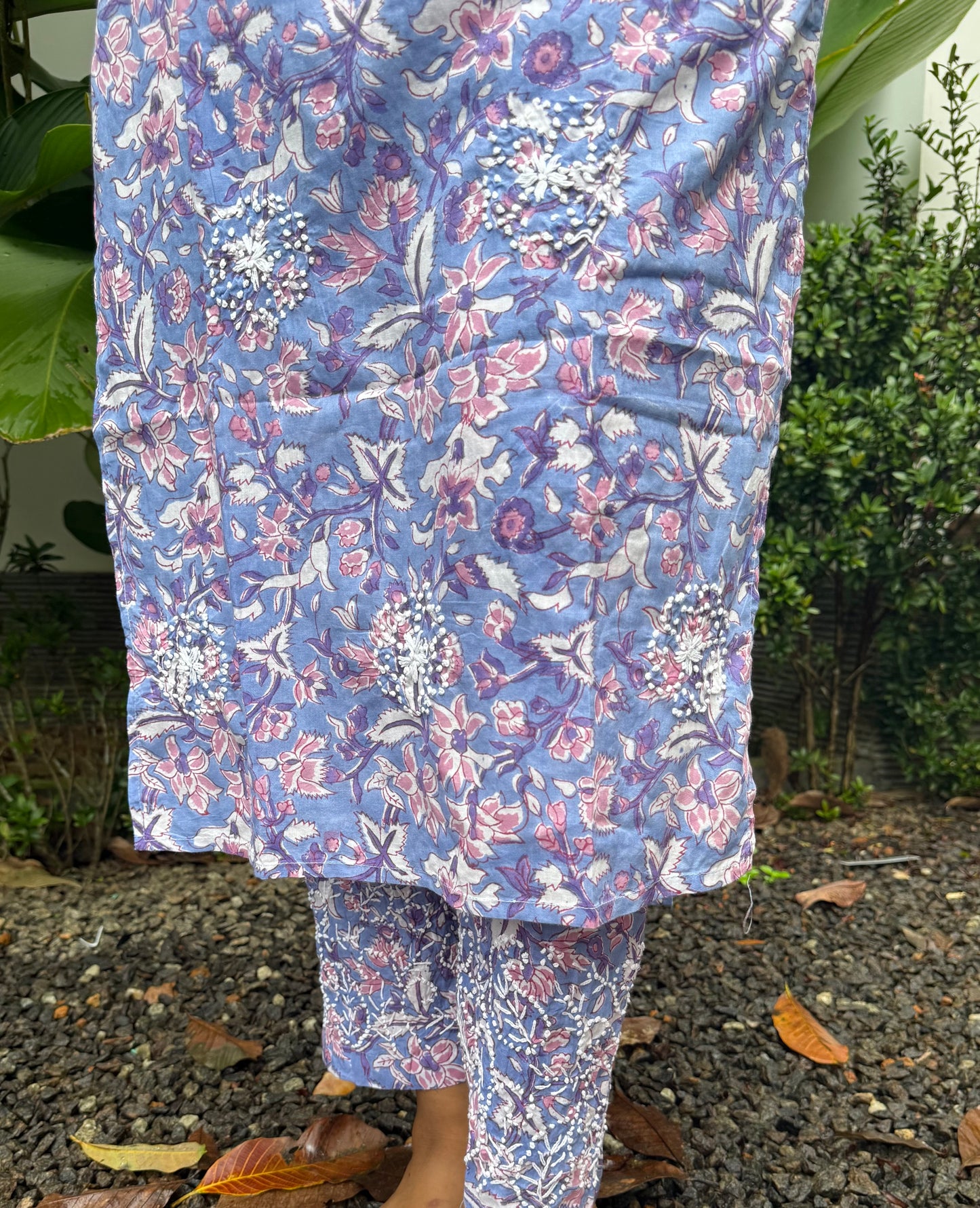 Printed Pants - Floral Periwinkle