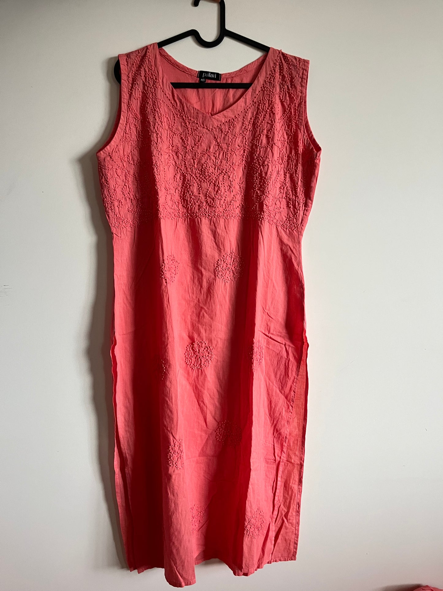 Sleeveless Straight kurti PRE-ORDER - Neon Peach