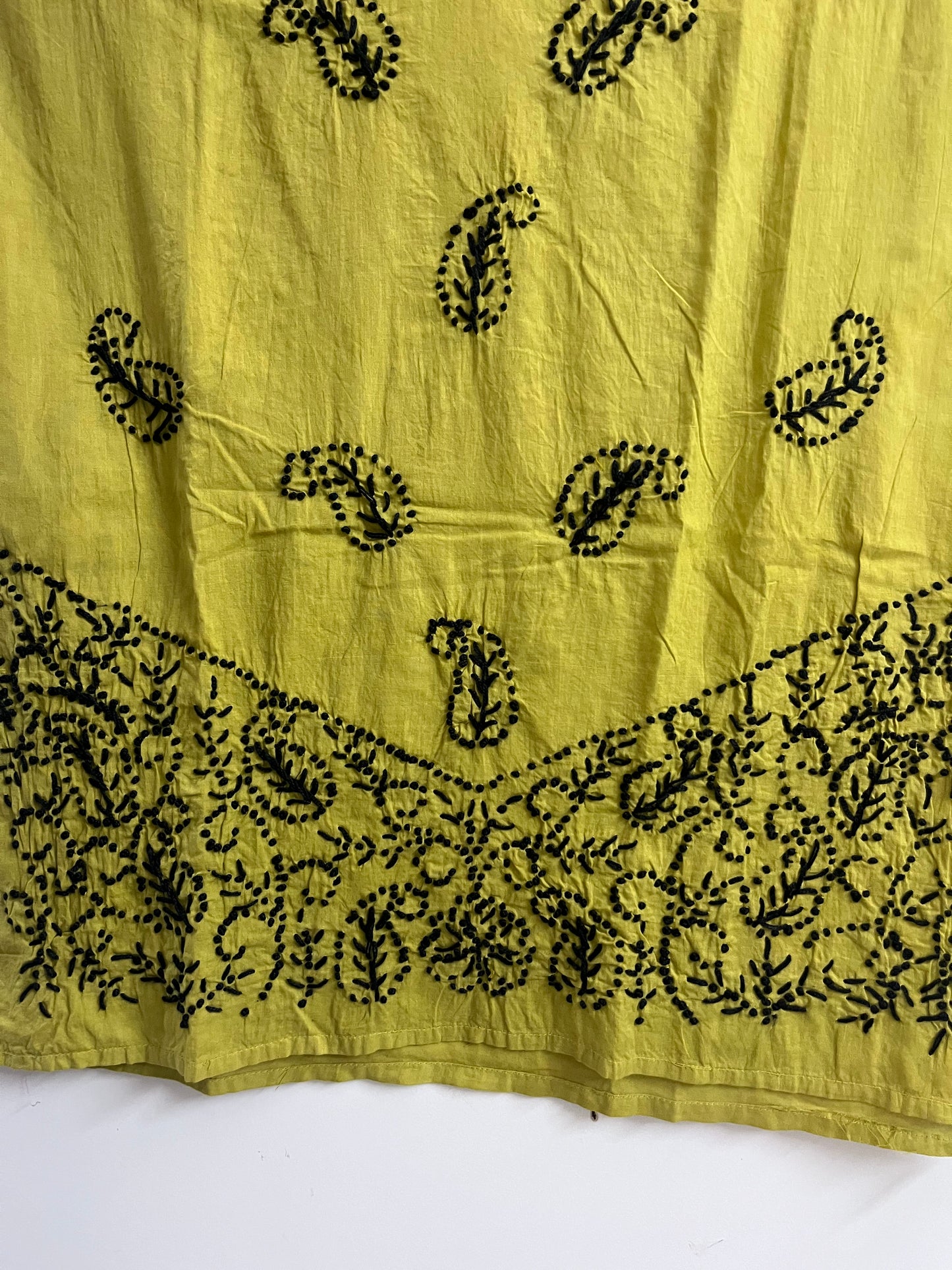 Straight Kurti PRE-ORDER - Black knots on Lime Yellow
