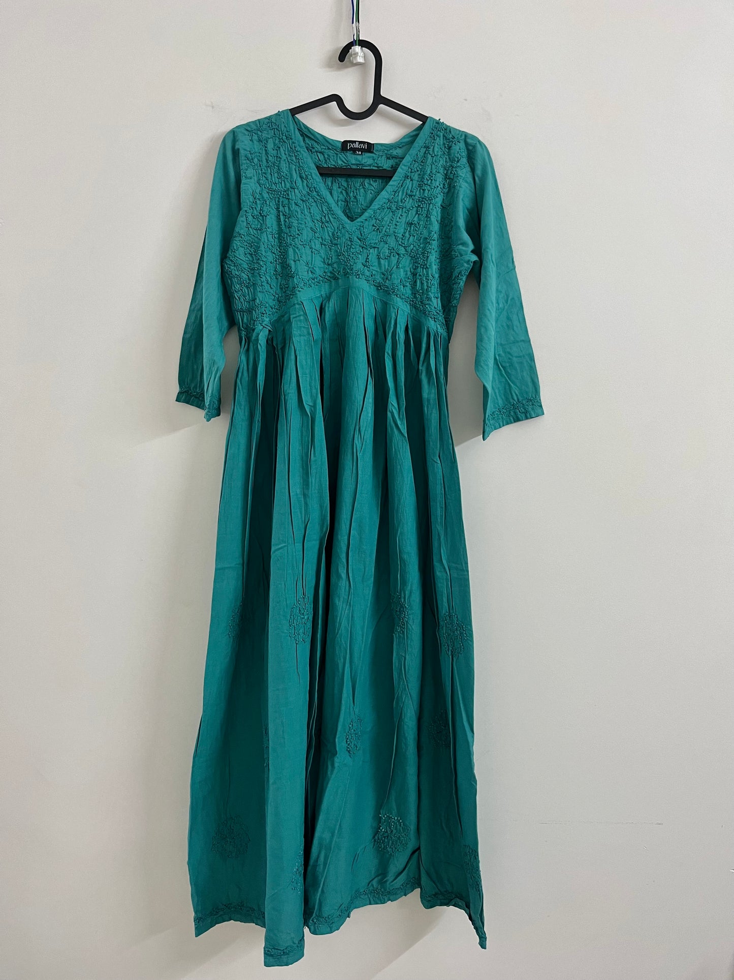 Aliya Cut Dress - Ocean Blue (with work on front and back)