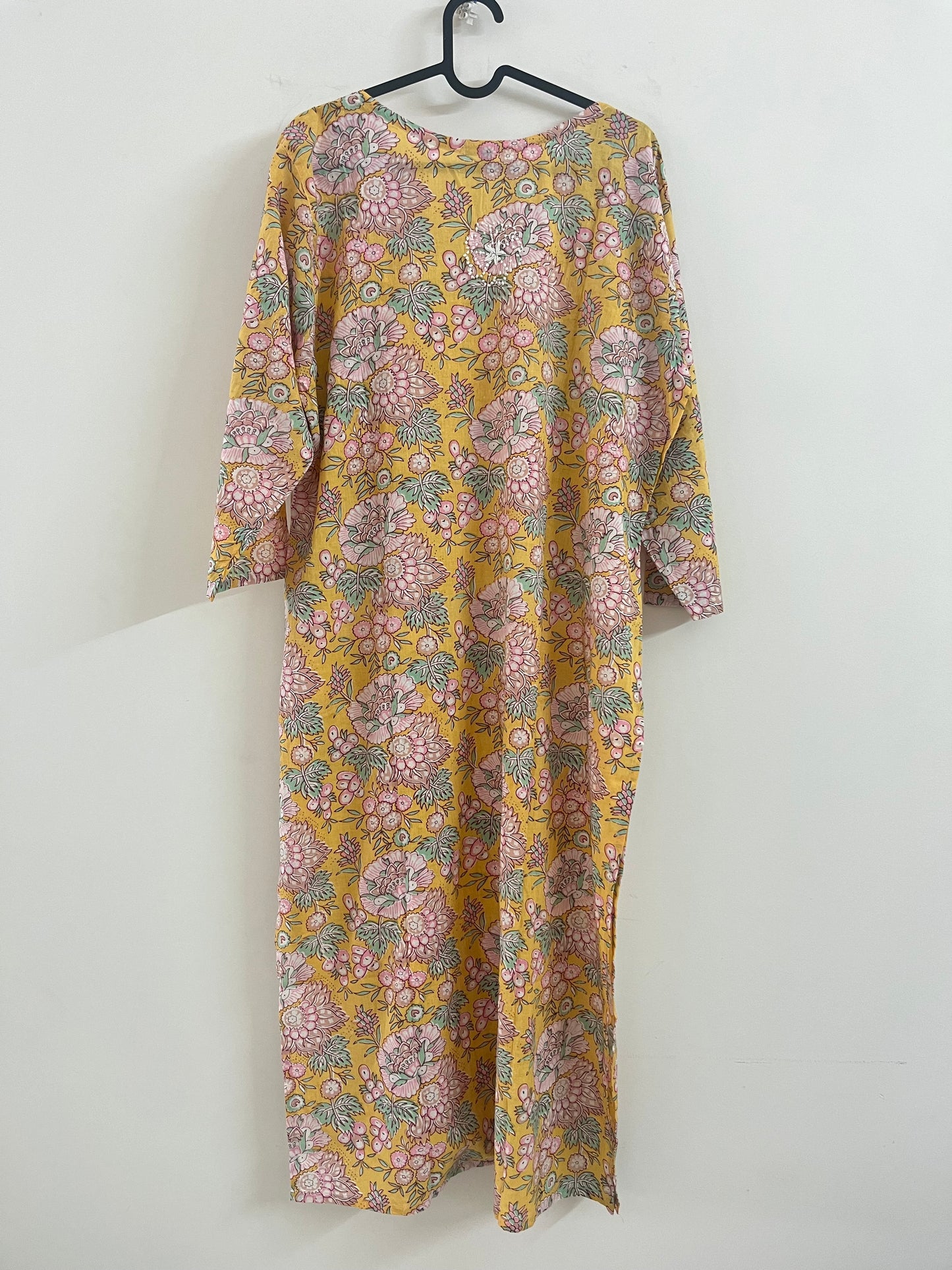 Straight Kurti PRE-ORDER - Floral Yellow Pink
