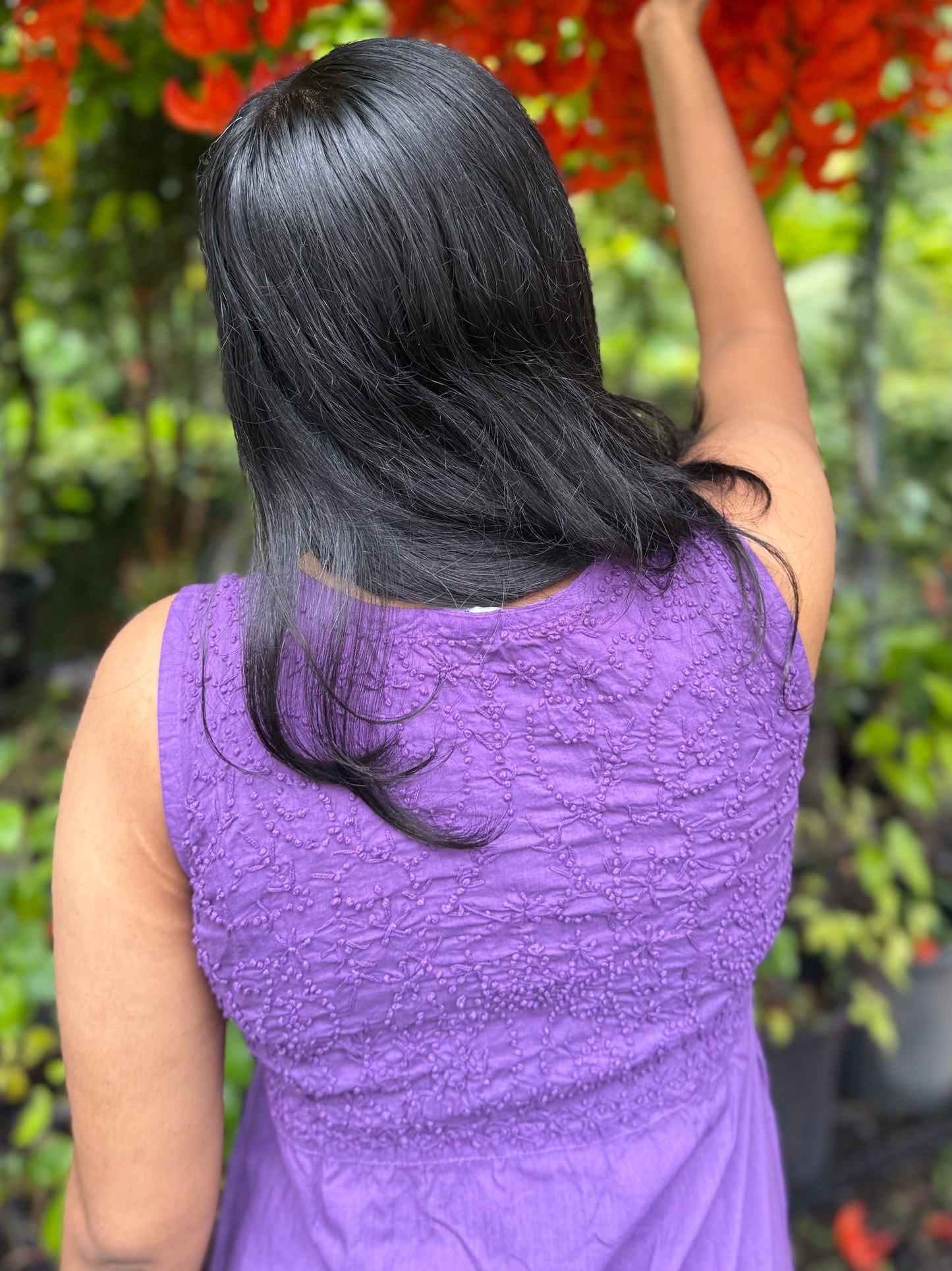 Aliya Cut Sleeveless Dress -Dark Lavender (with work on front and back)