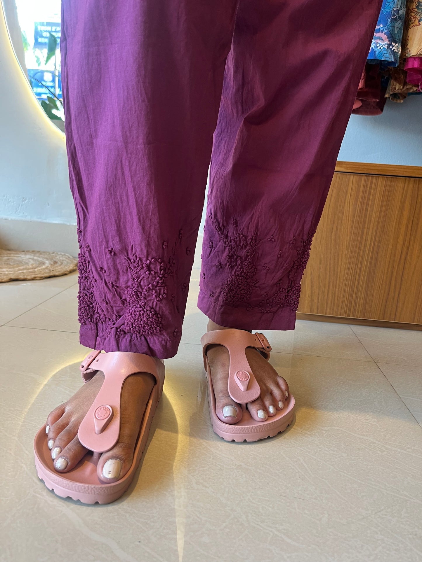 Sleeveless Straight Kurti and pant - Wine