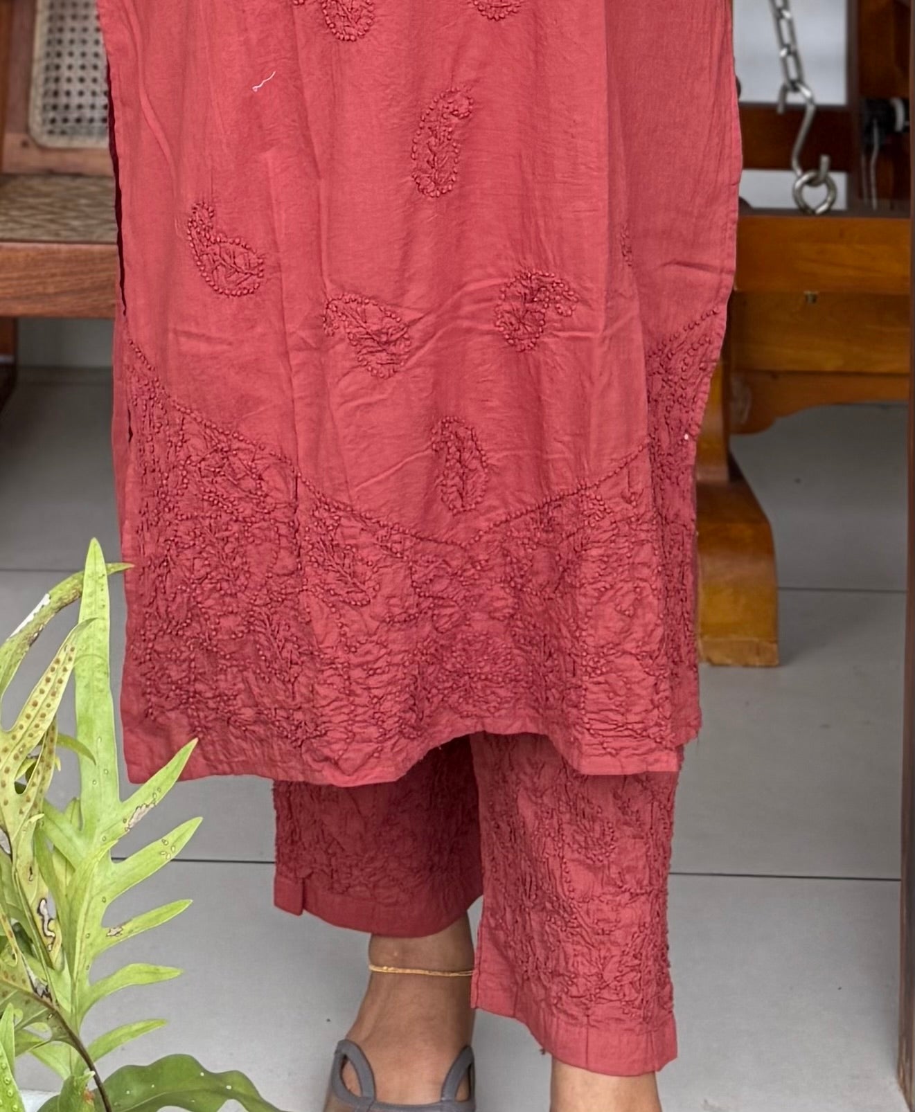 Straight Kurti and pant - Brown