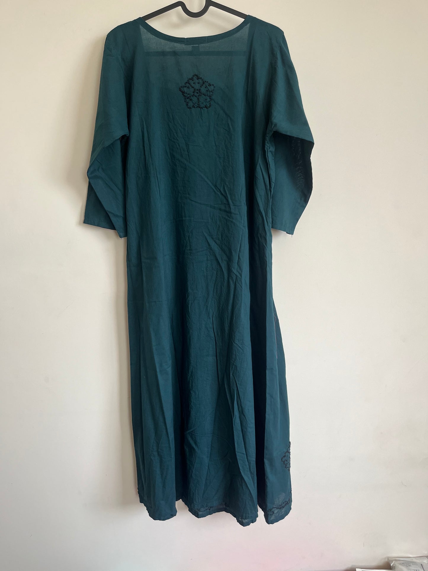 Pleated dress -Black knots on Midnight Blue