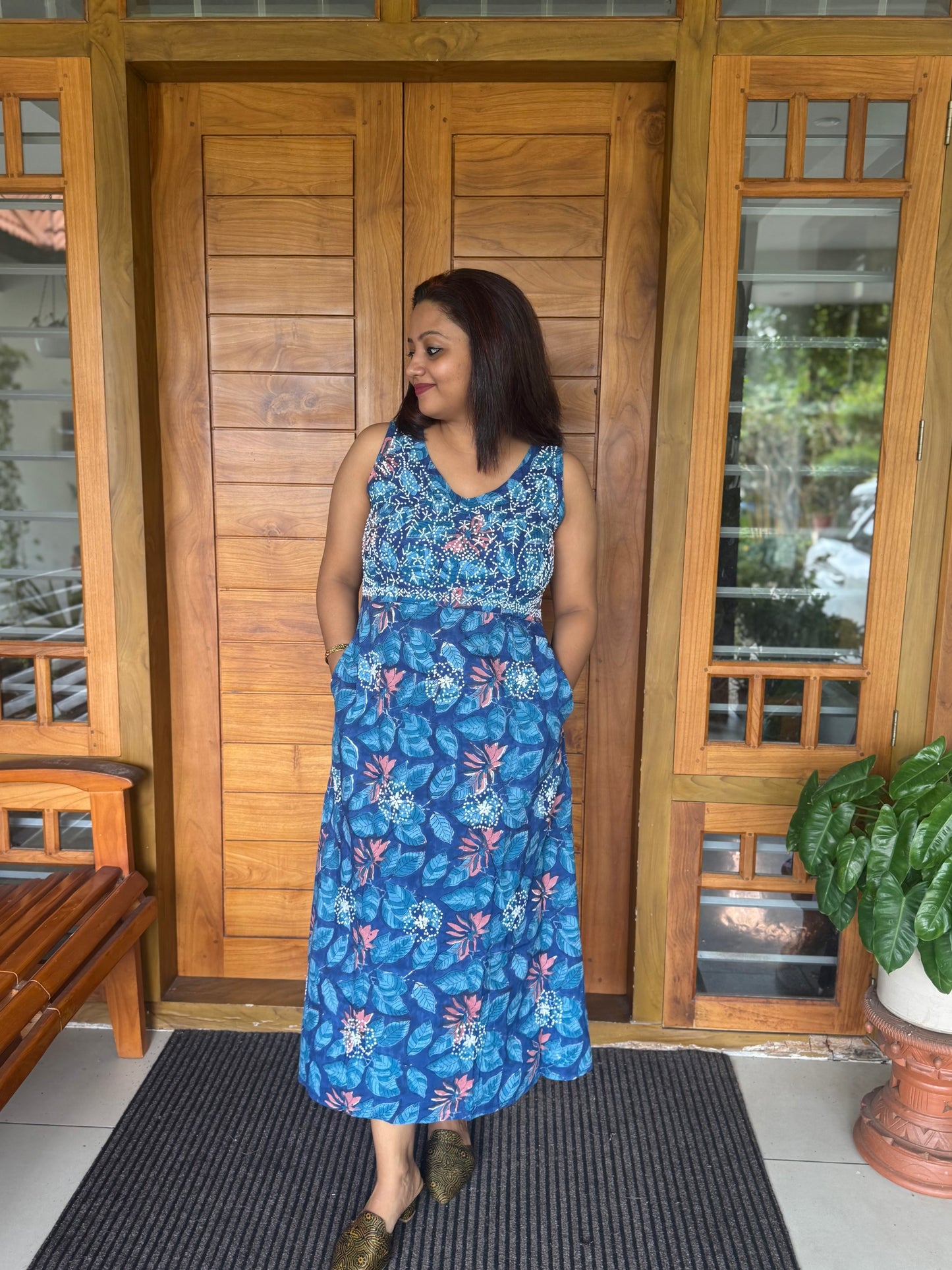 Sleeveless A-line Dress - Neelima