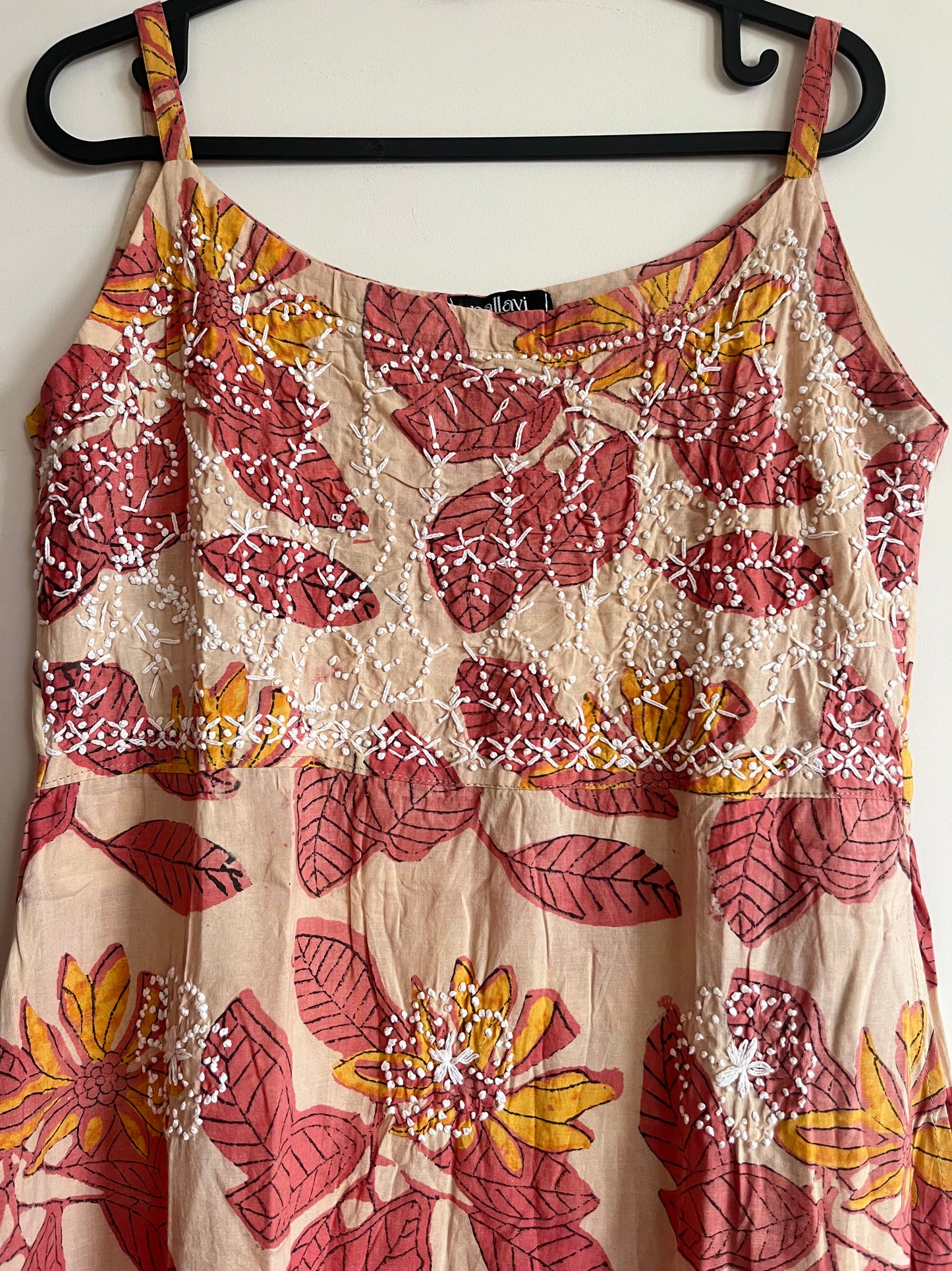 Sleeveless A-line Dress - Ajrakh Peach Red