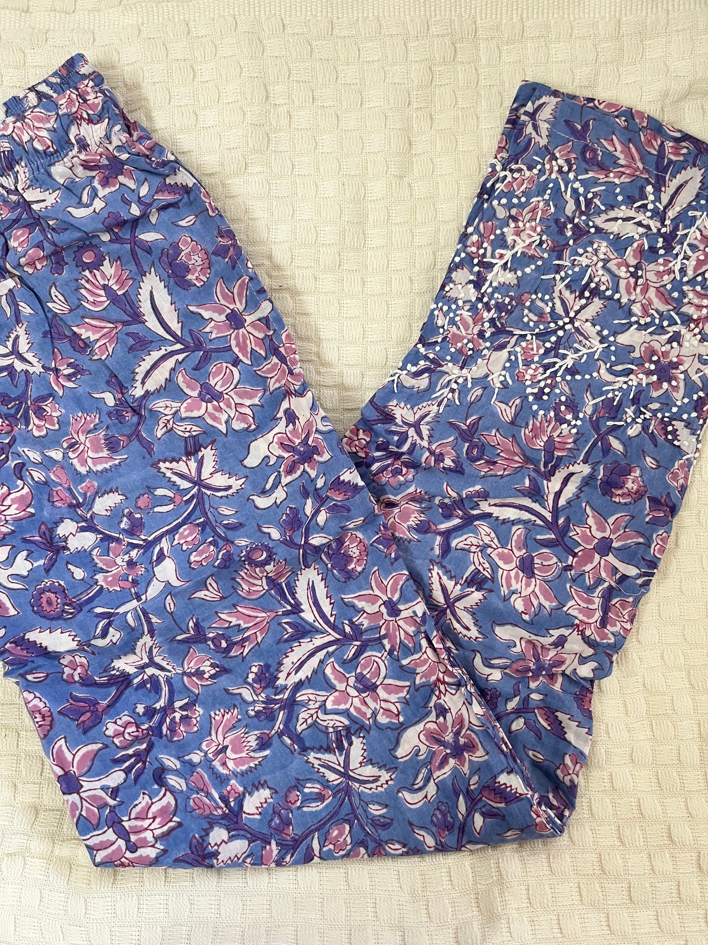 Printed Pants - Floral Periwinkle