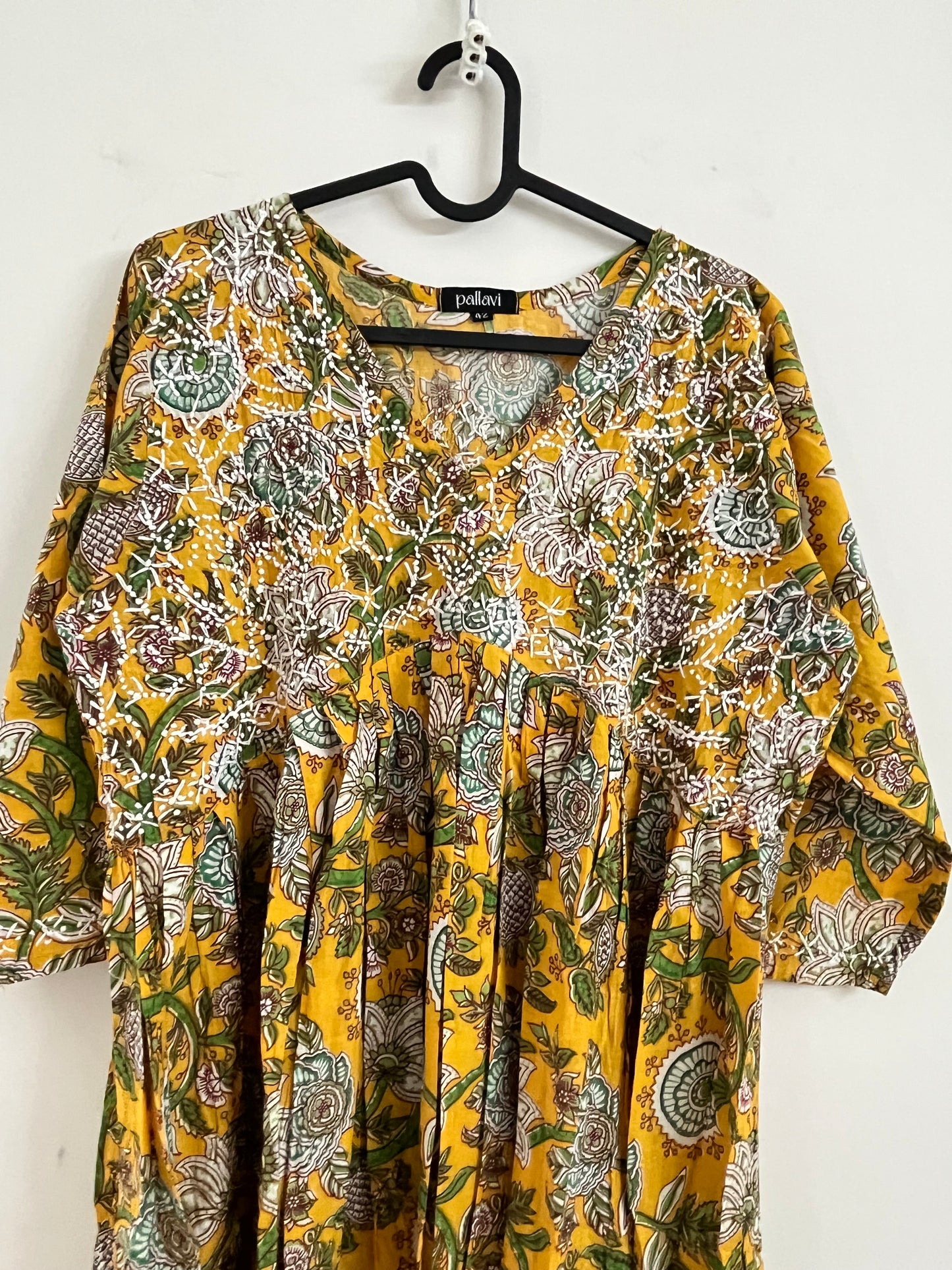 Aliya Cut Dress - Floral Yellow Green