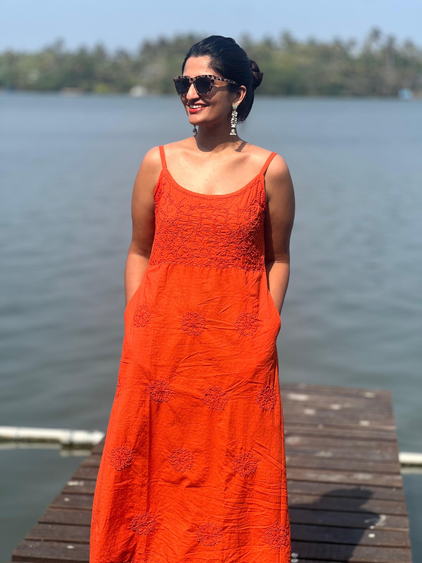 Sleeveless A-line Dress PRE-ORDER - Neon Orange
