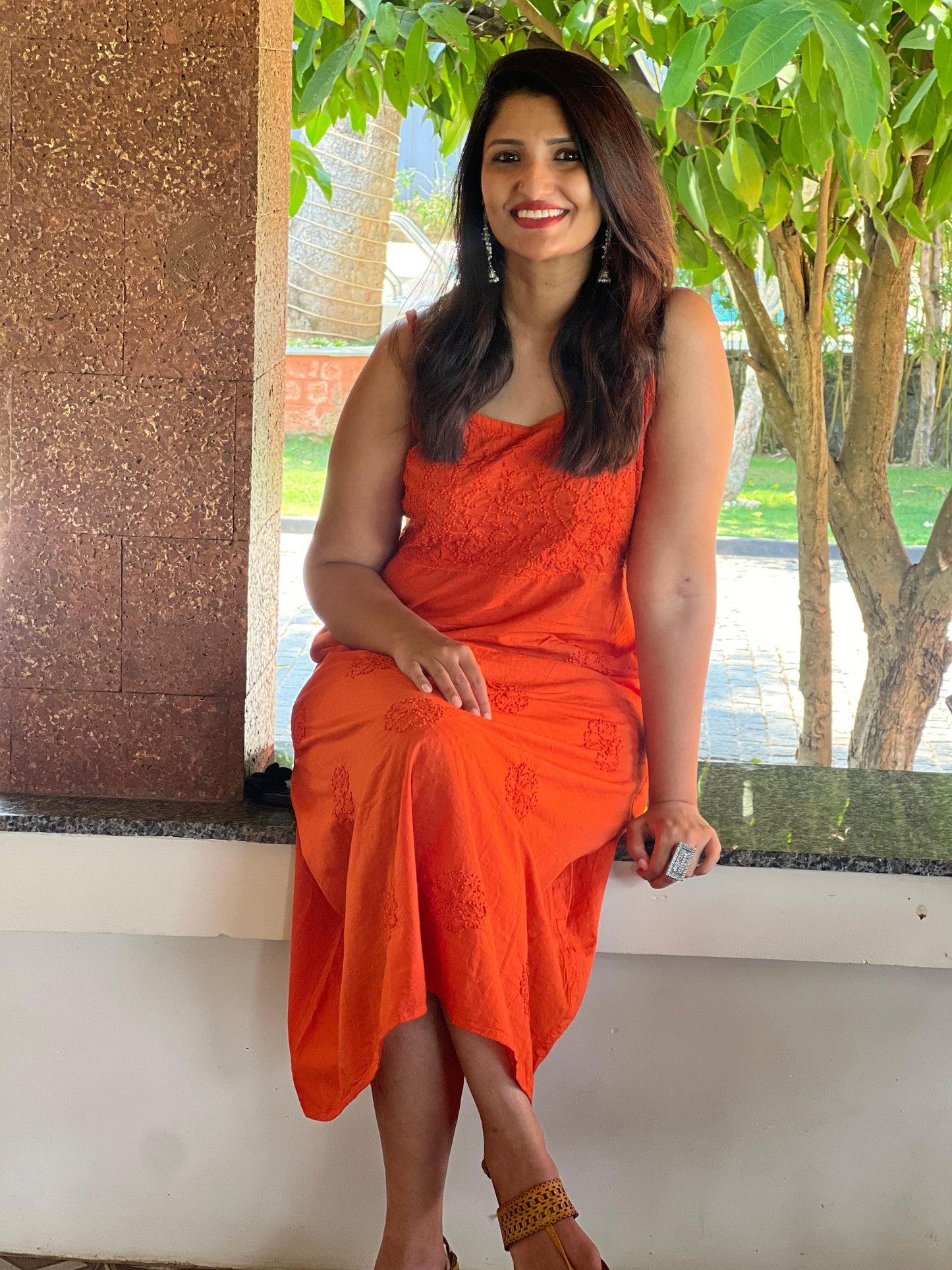 Sleeveless A-line Dress PRE-ORDER - Neon Orange