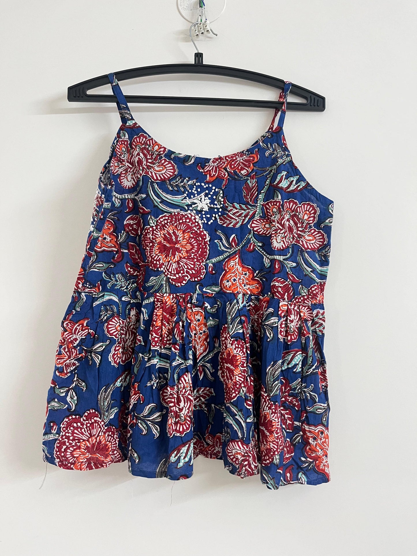 Flared Short Top - Floral Blue Red