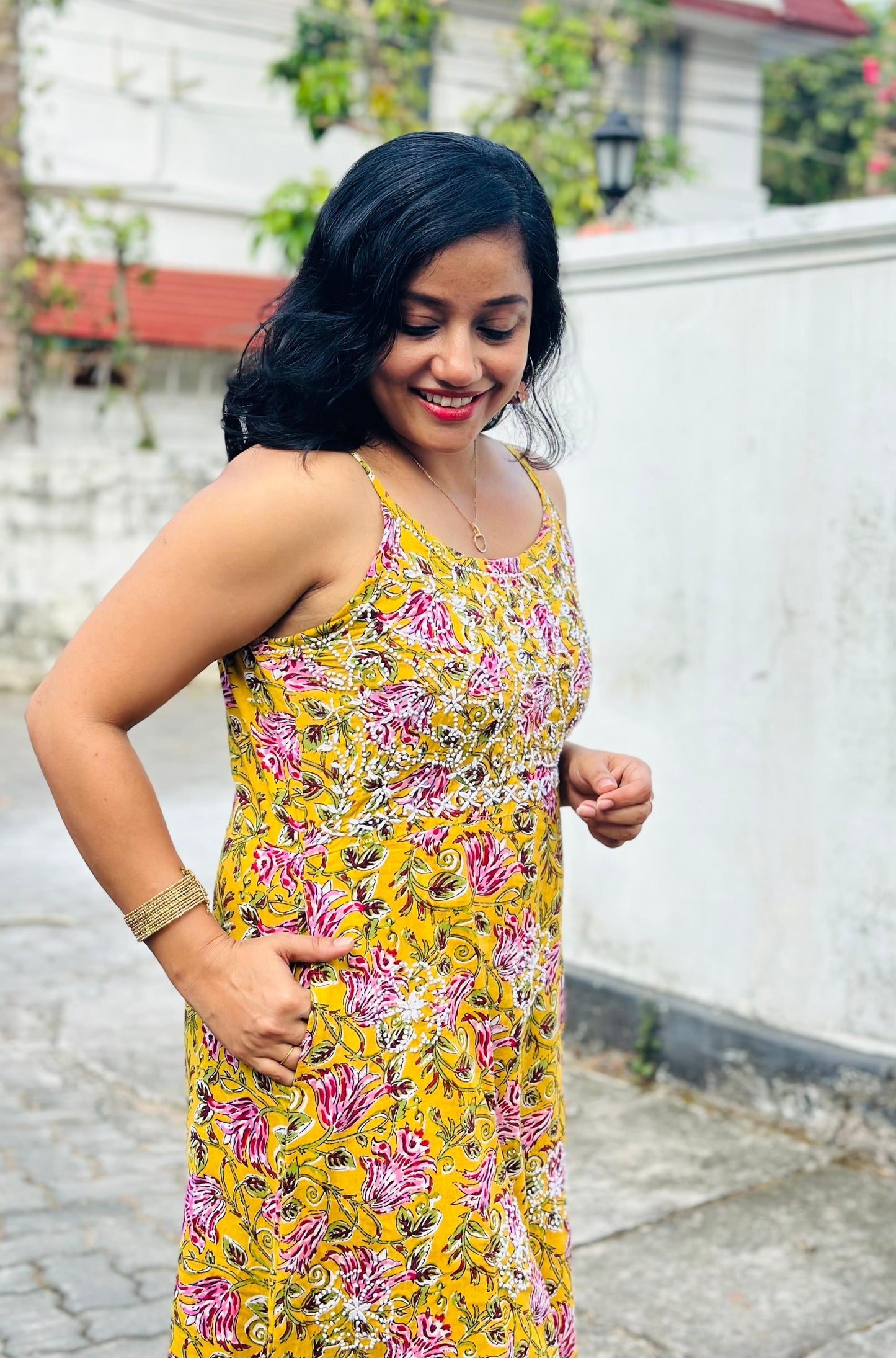 Sleeveless A-line Dress - Mustard Yellow 1