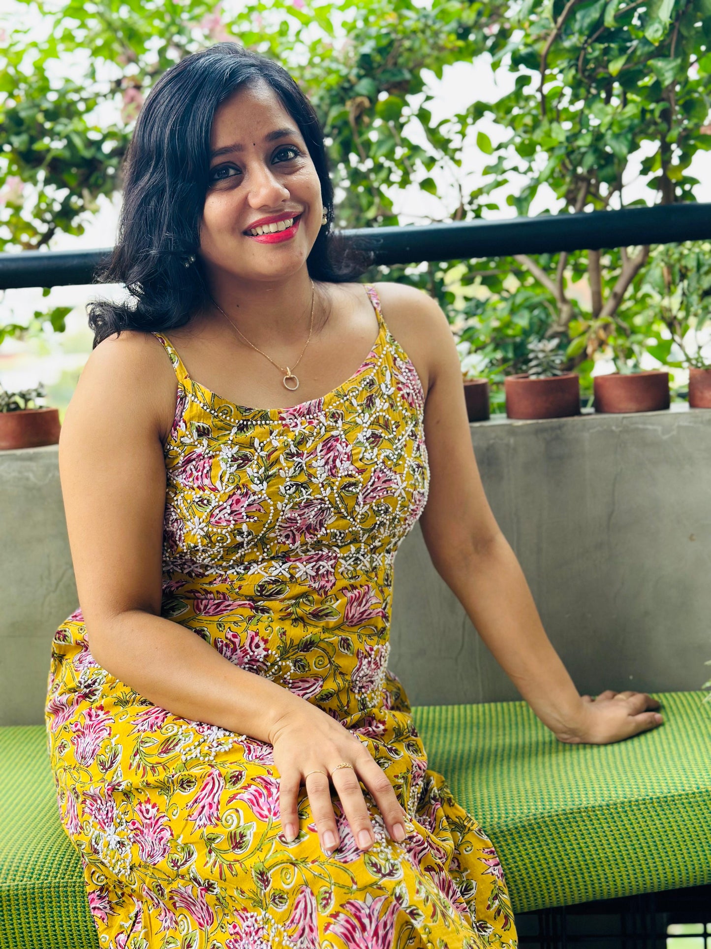 Sleeveless A-line Dress - Mustard Yellow 1