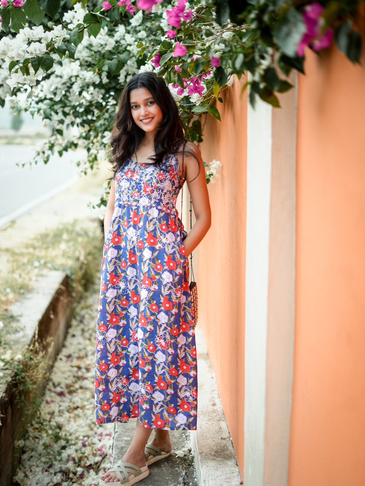 Sleeveless A-line Dress PRE-ORDER - Floral White Red