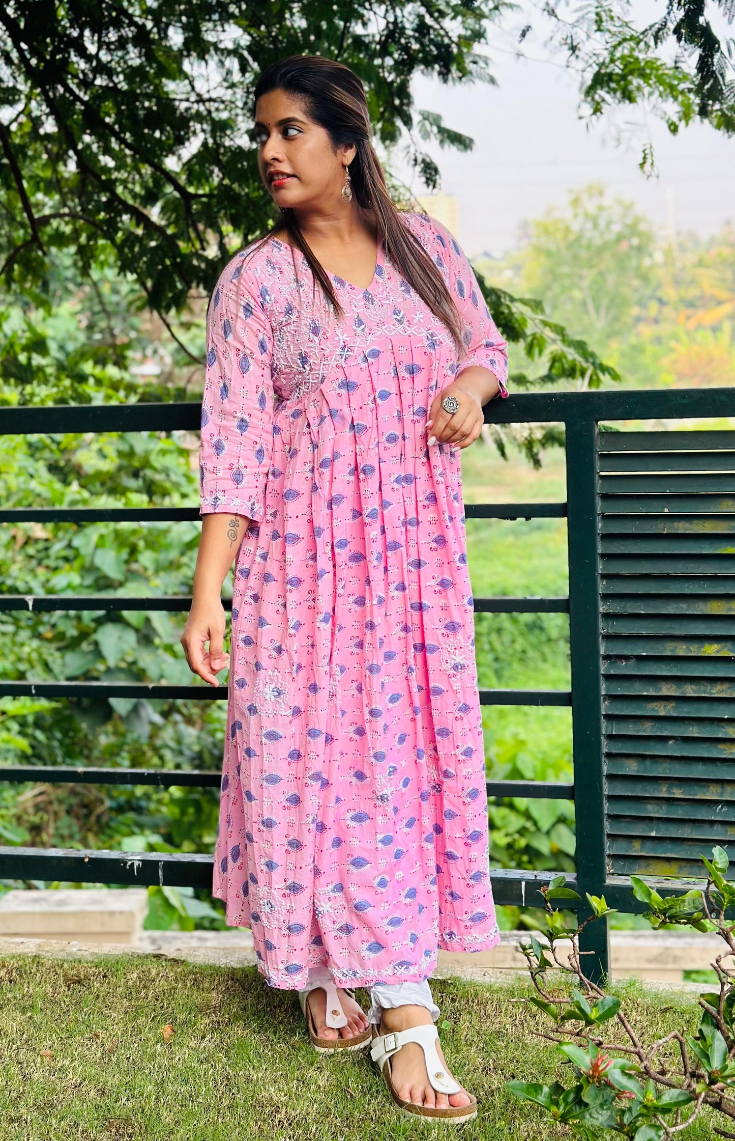 Aliya Cut Dress PRE-ORDER - Pink Blue Block