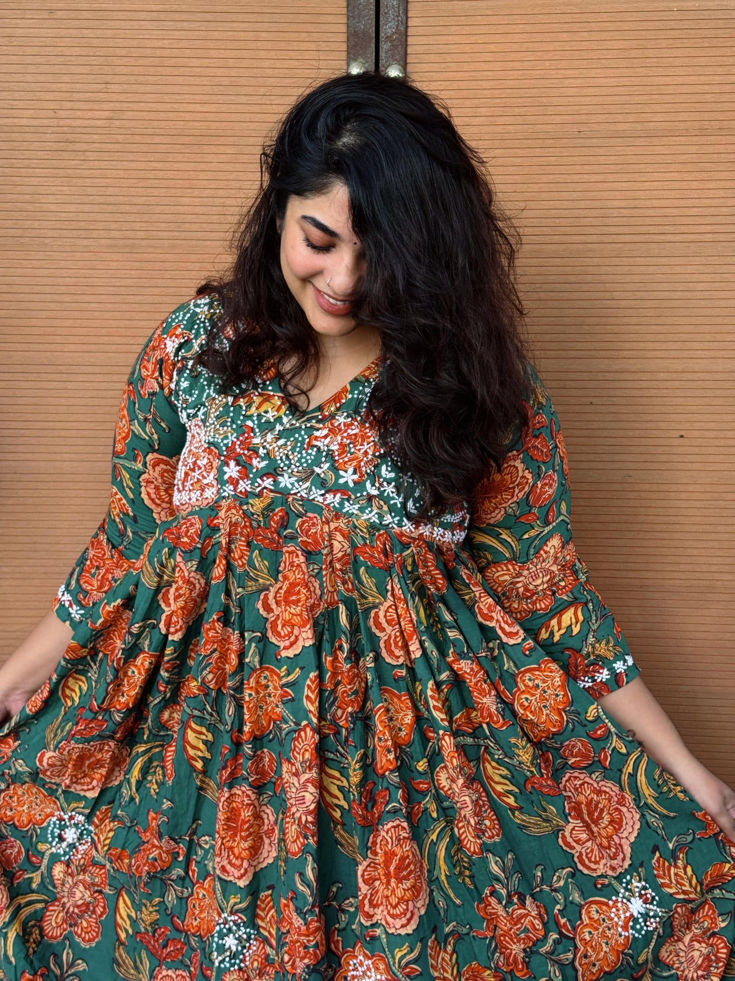 Aliya Cut Dress PRE-ORDER - Floral Green Red