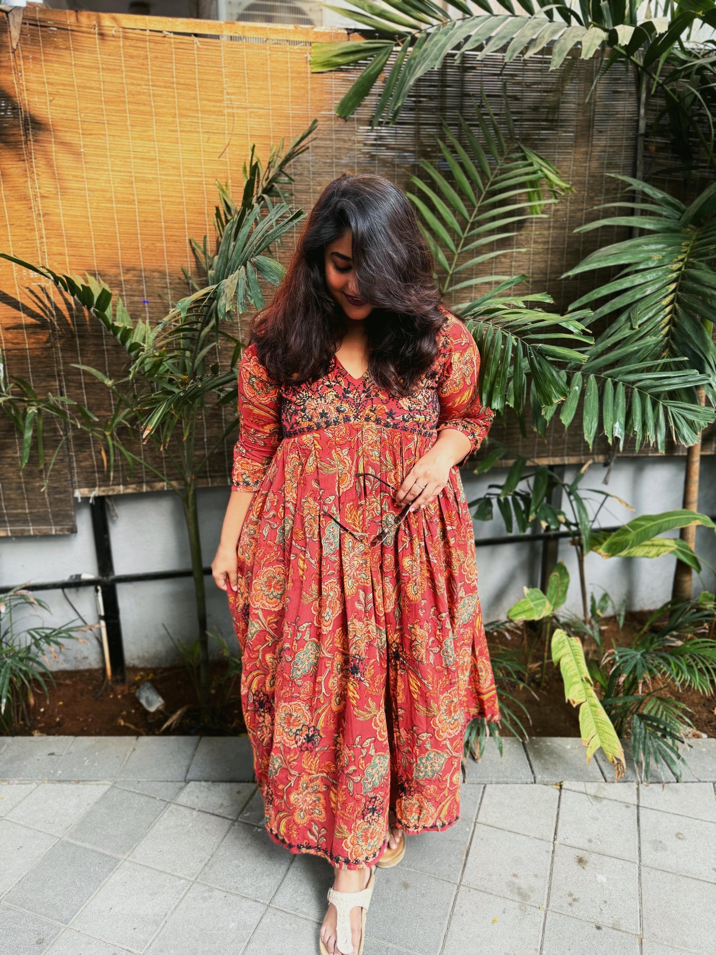 Aliya Cut Dress - Floral Red Black