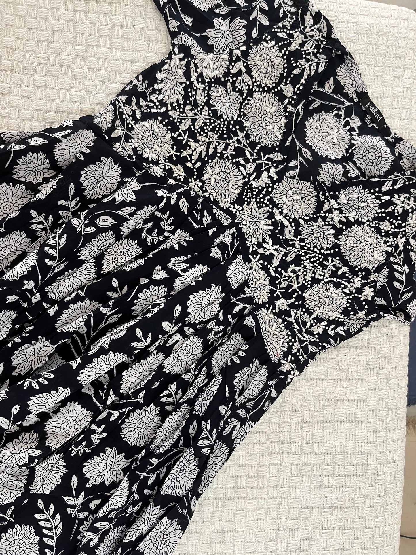 Aliya Cut Dress PRE-ORDER - Floral Black & White