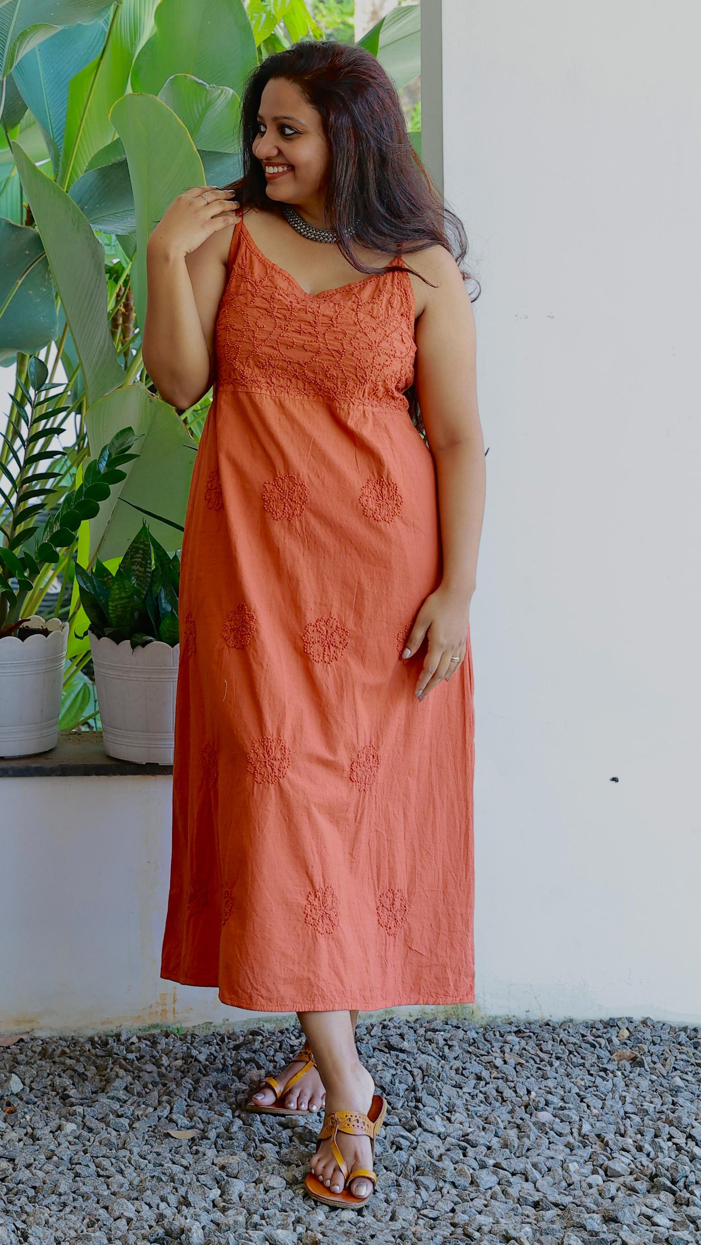 Sleeveless A-line Dress PRE-ORDER - Rust Orange