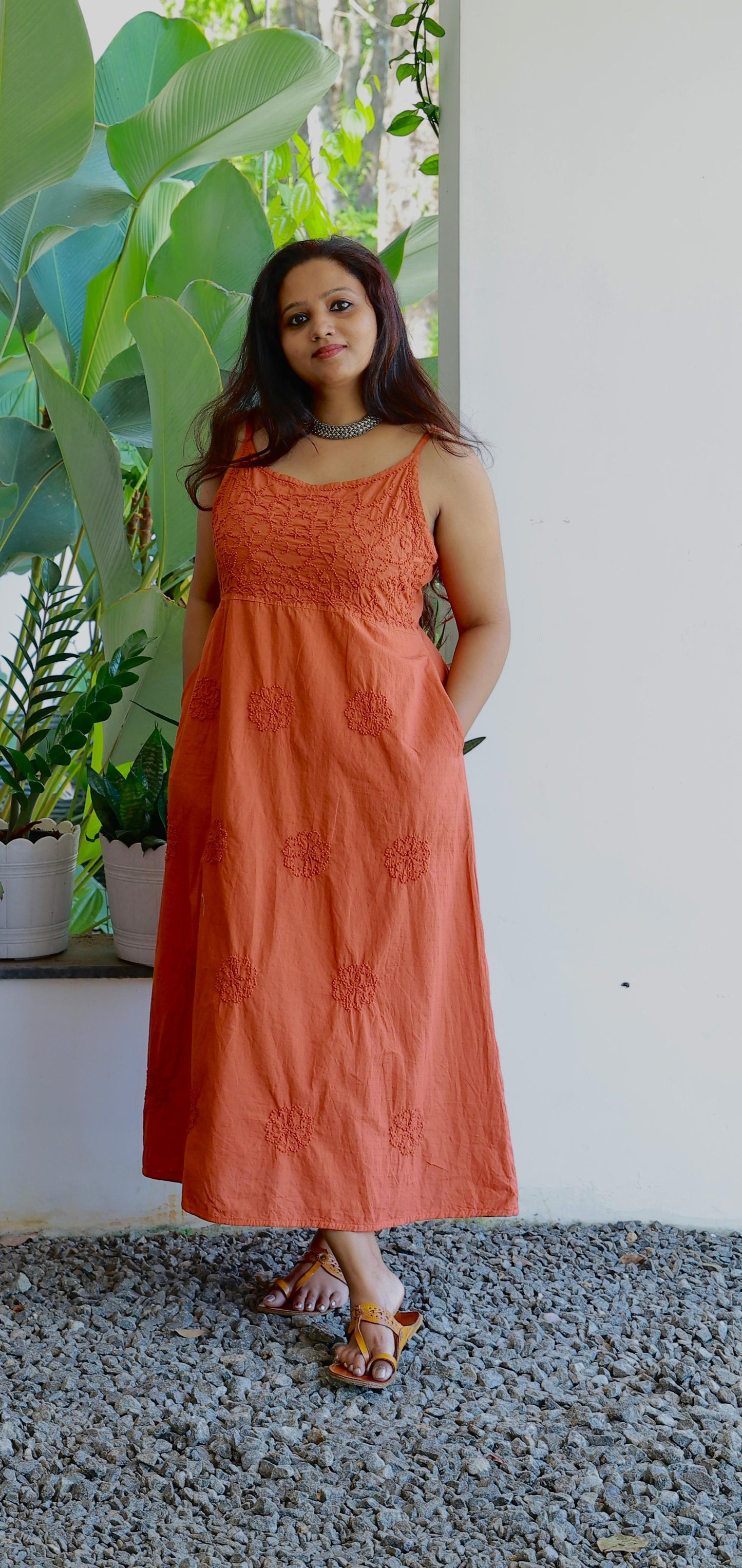 Sleeveless A-line Dress PRE-ORDER - Rust Orange
