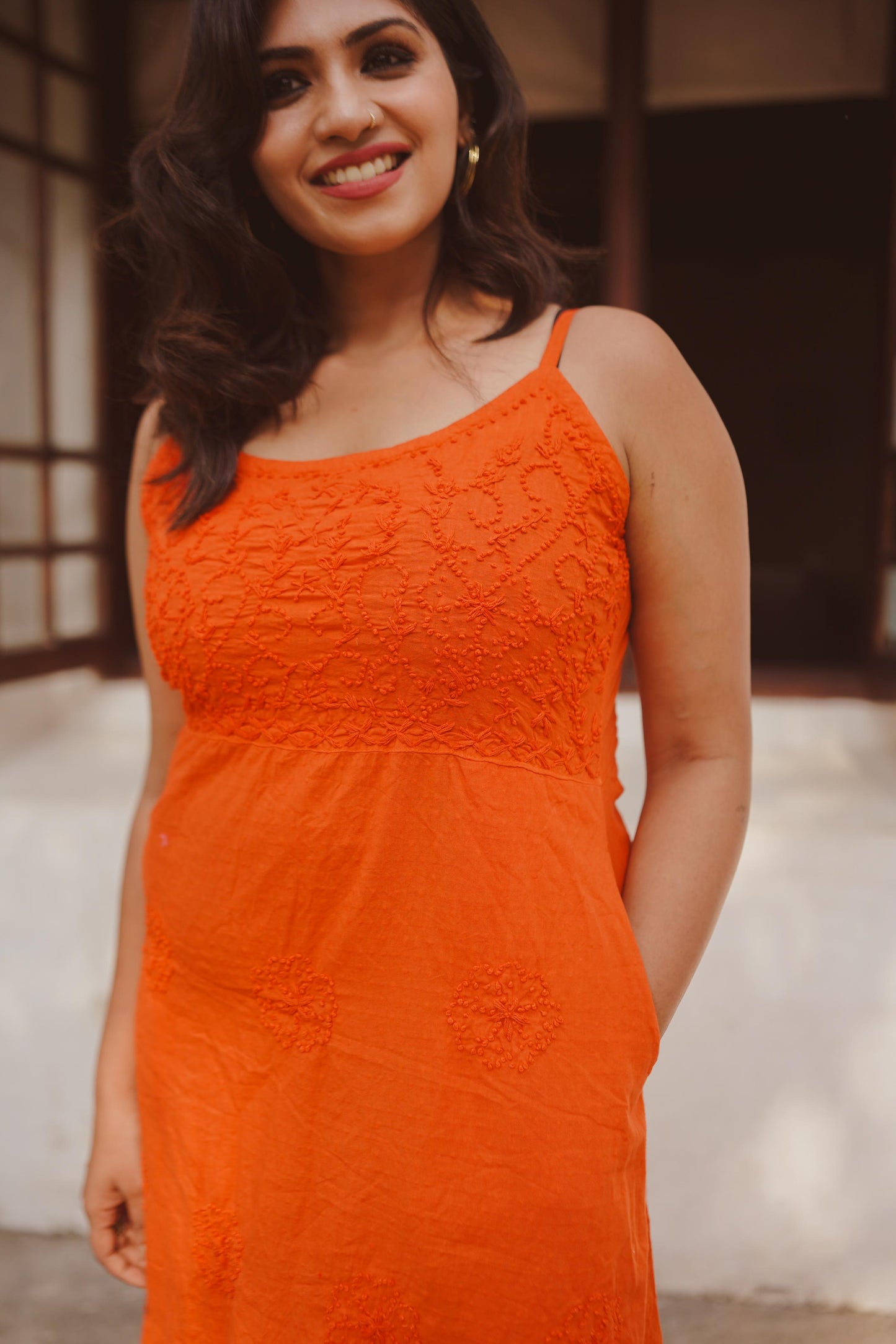 Sleeveless A-line Dress PRE-ORDER - Neon Orange
