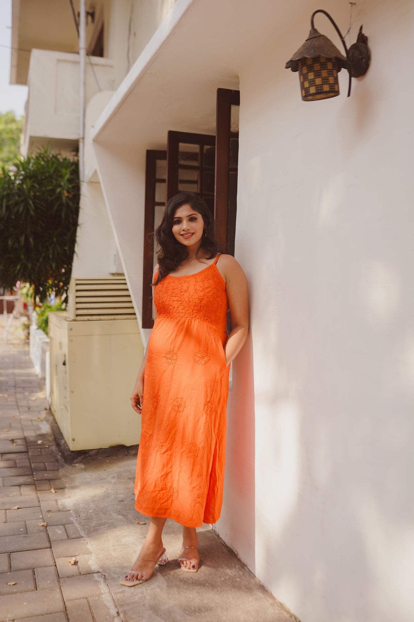 Sleeveless A-line Dress PRE-ORDER - Neon Orange