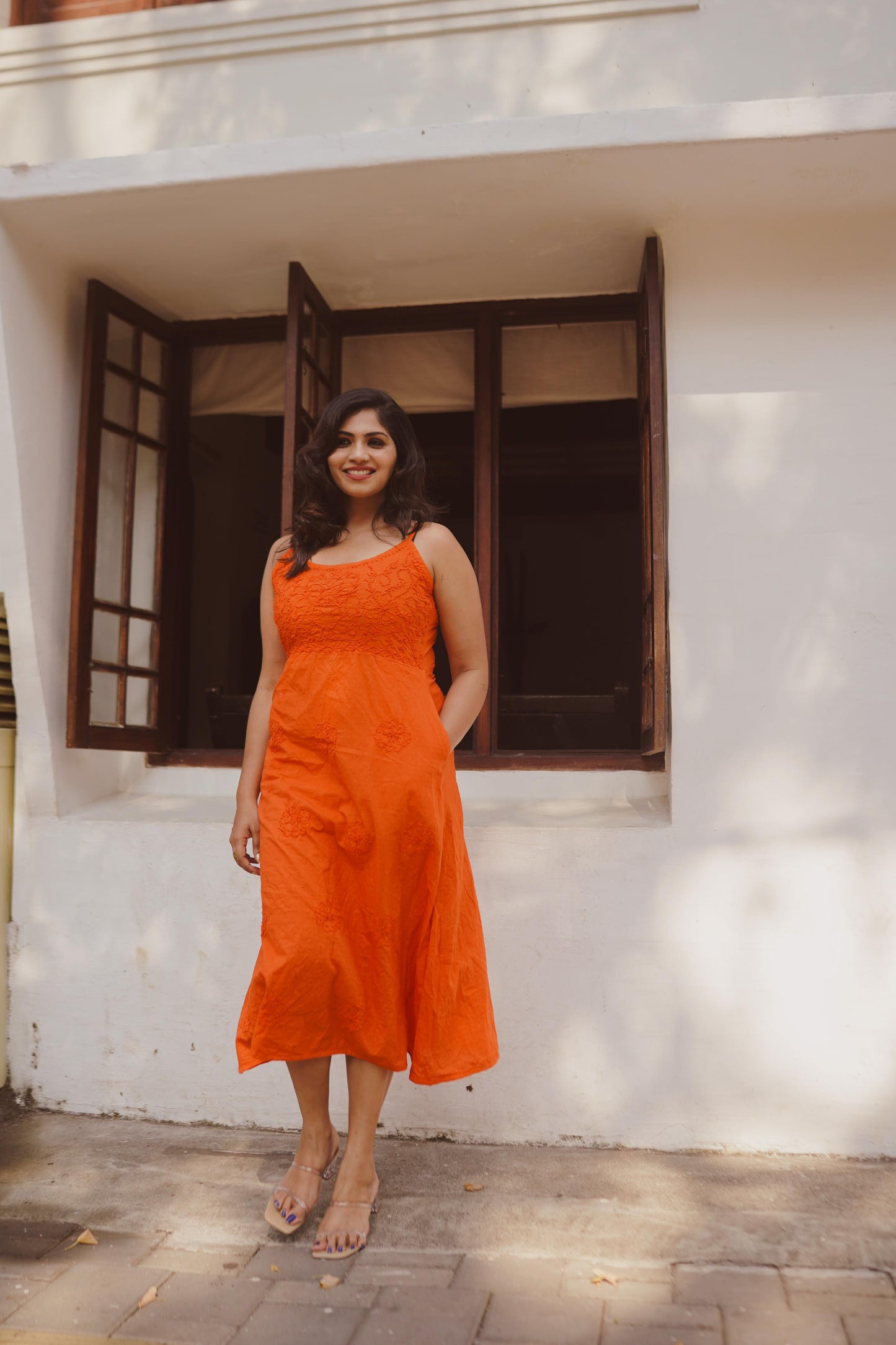 Sleeveless A-line Dress PRE-ORDER - Neon Orange