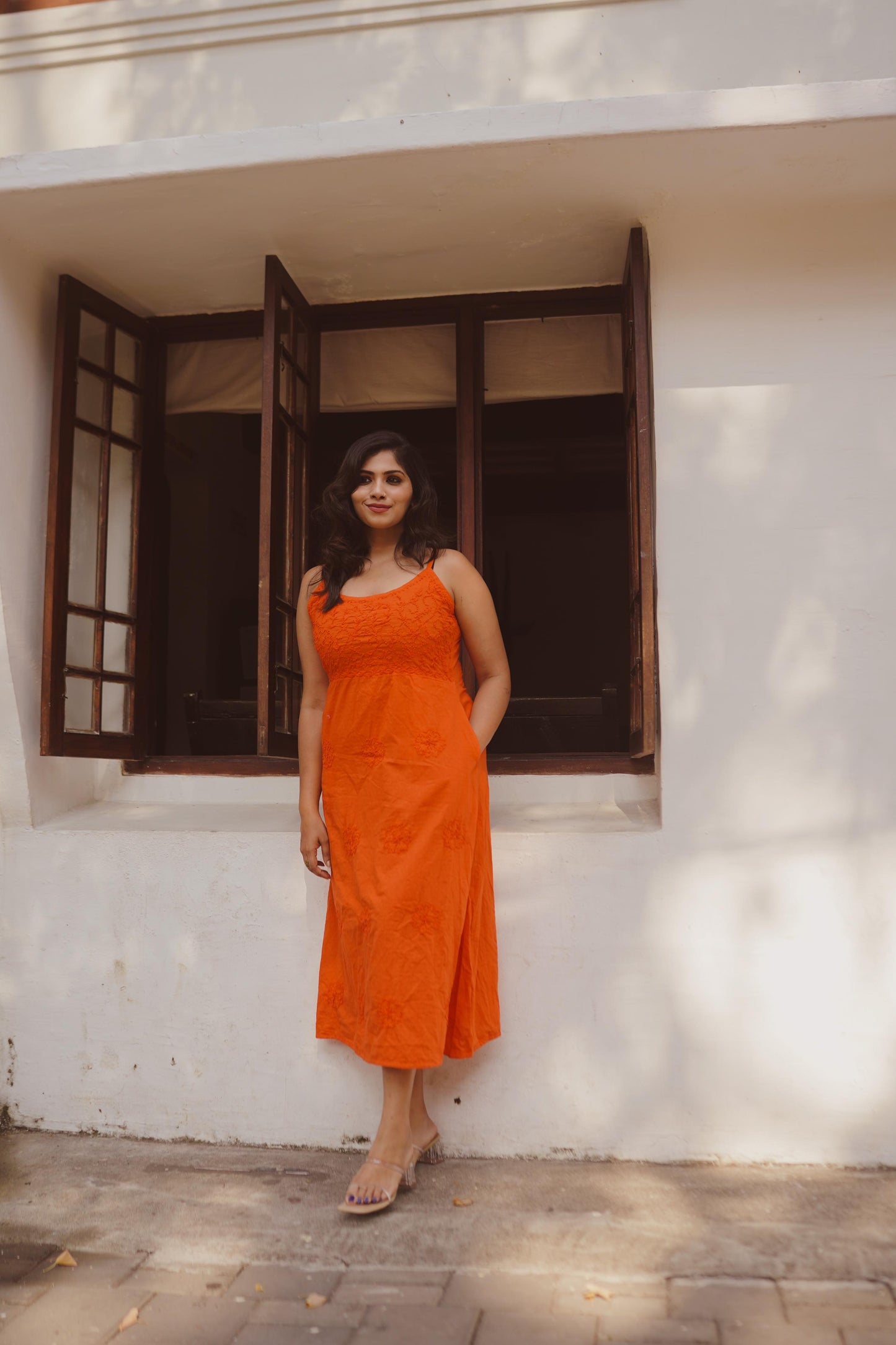 Sleeveless A-line Dress PRE-ORDER - Neon Orange