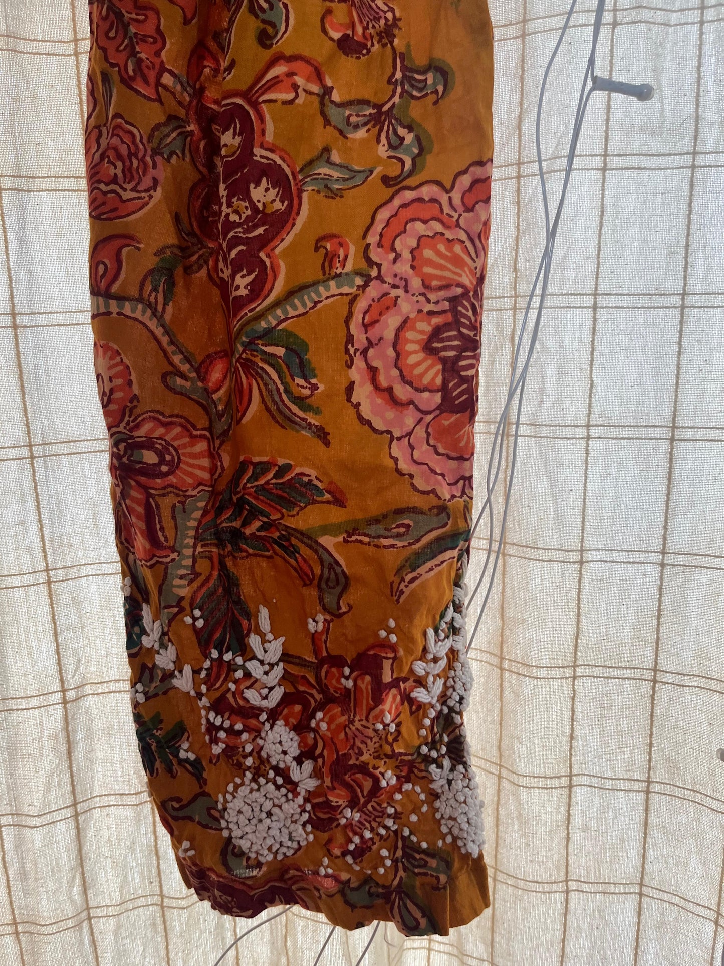 Sleeveless Straight Kurti and pant PRE-ORDER - Floral Yellow Red 1