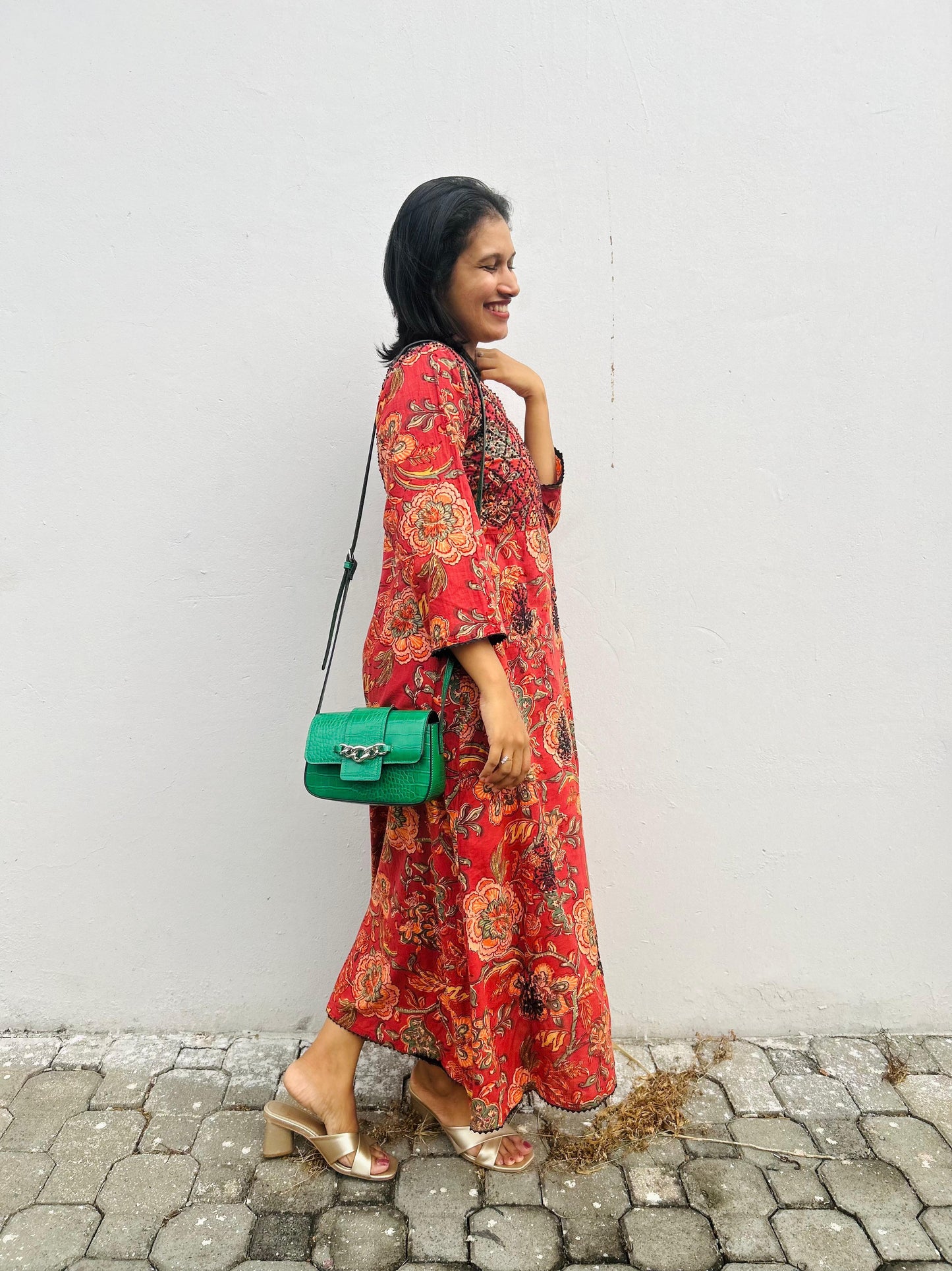 Angrakha Kurti and pant PRE-ORDER - Floral Red Black