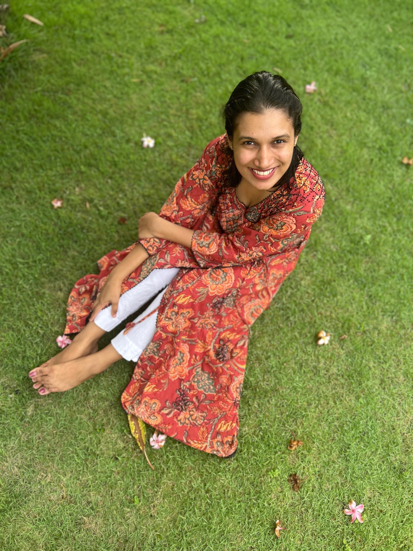 Angrakha Kurti and pant PRE-ORDER - Floral Red Black