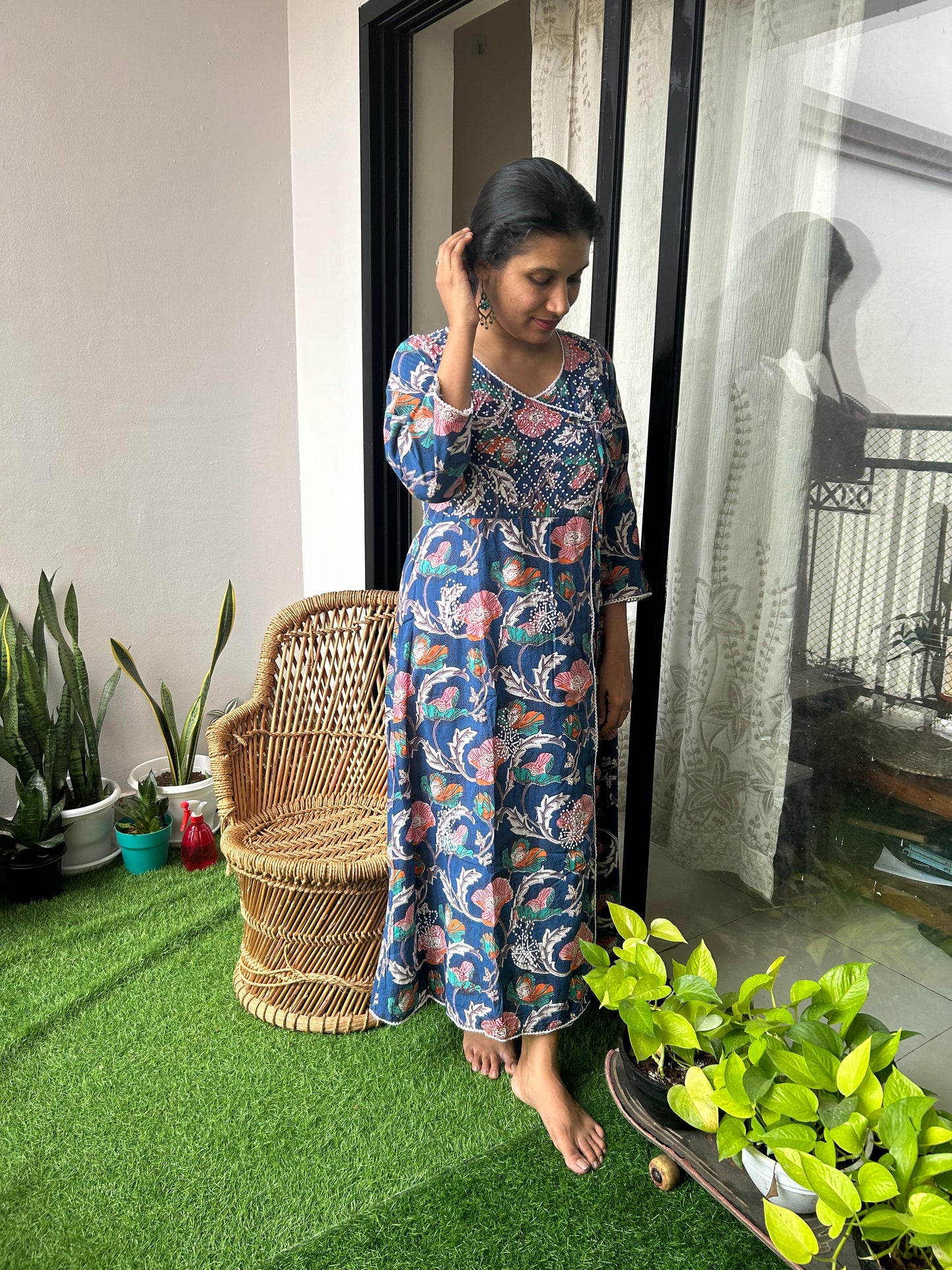 Angrakha - Floral Navy Blue