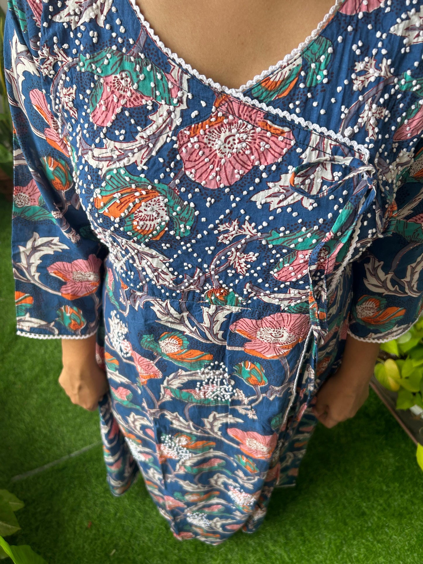 Angrakha - Floral Navy Blue