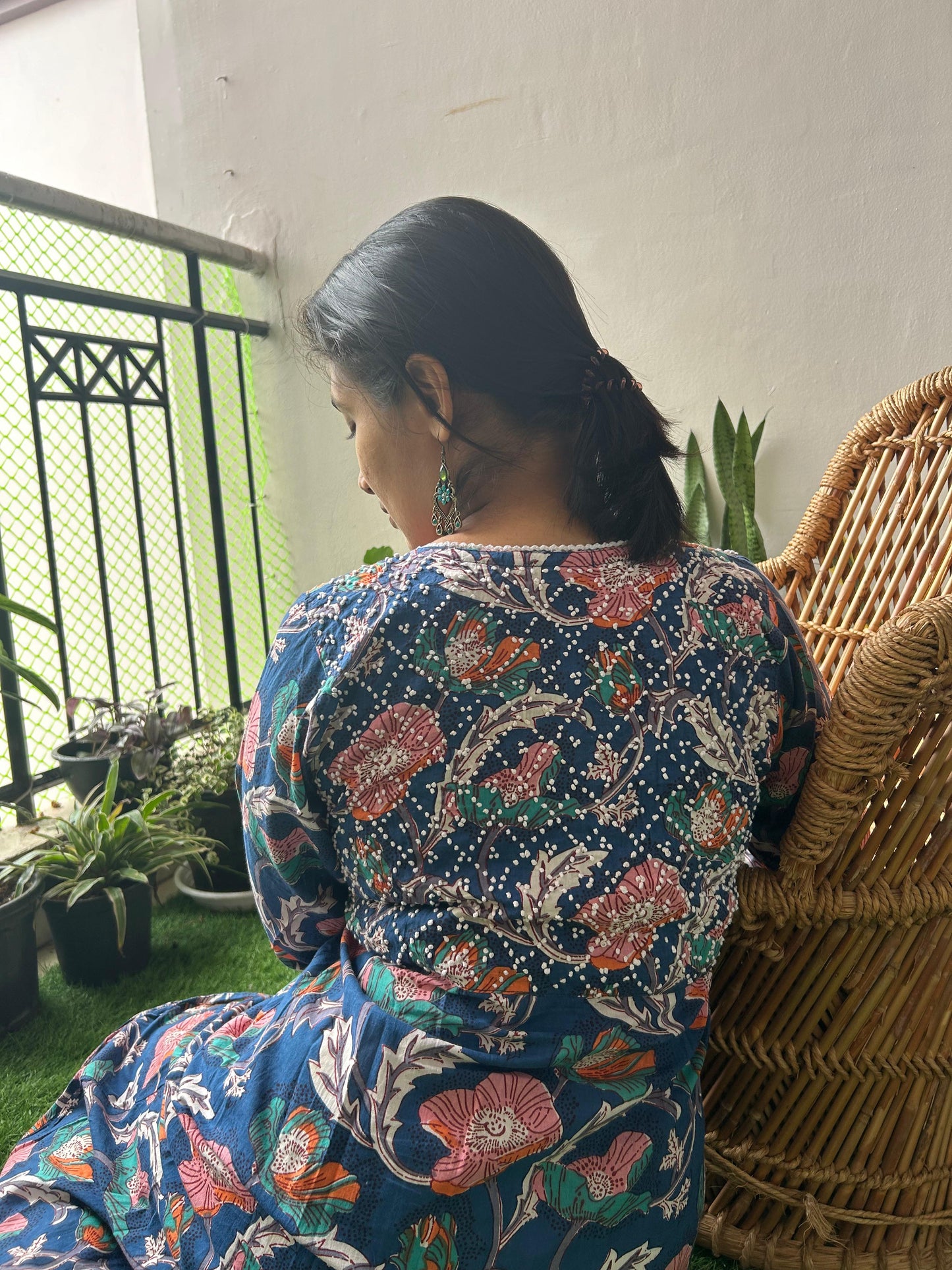 Angrakha - Floral Navy Blue