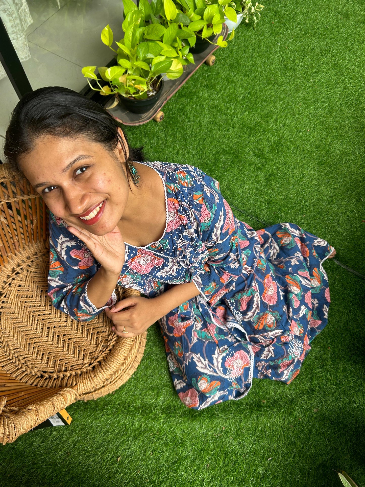 Angrakha - Floral Navy Blue
