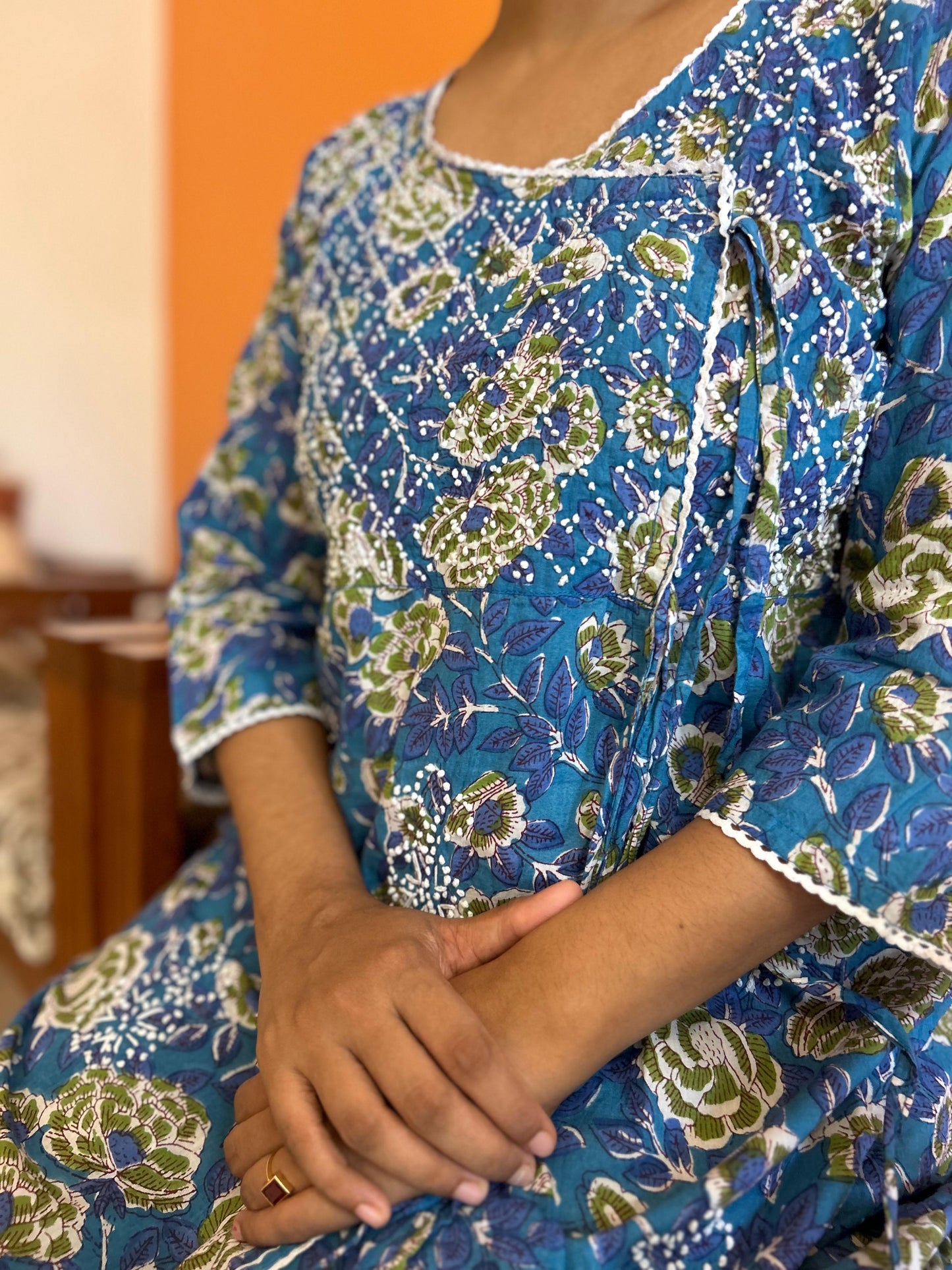 Angrakha - Floral Blue Green