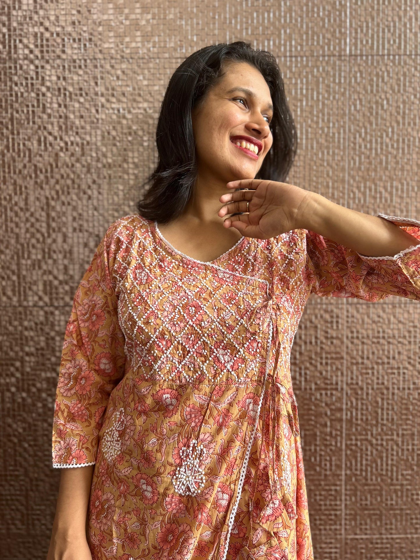 Angrakha PRE-ORDER - Floral Peach Orange