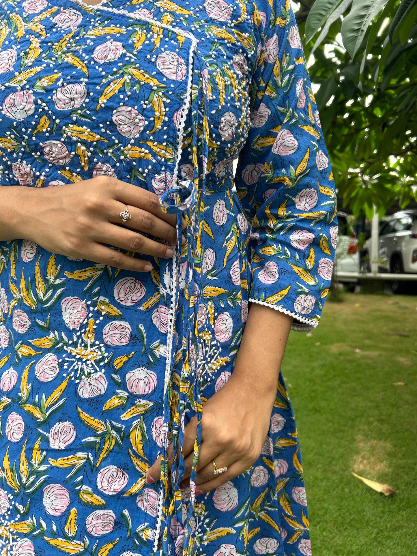 Angrakha - Floral Blue Yellow