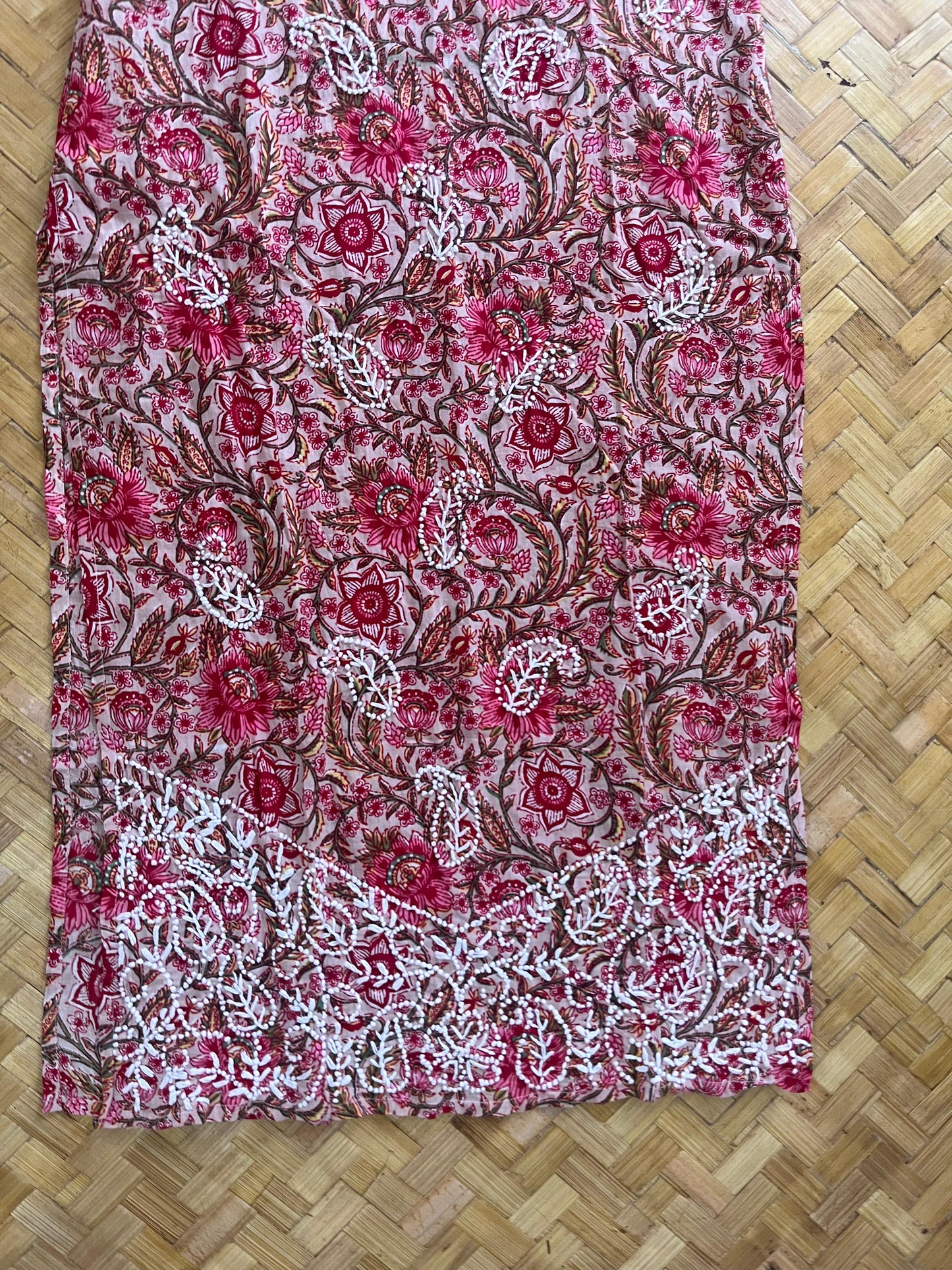 Straight Kurti PRE-ORDER - Floral Peach Red