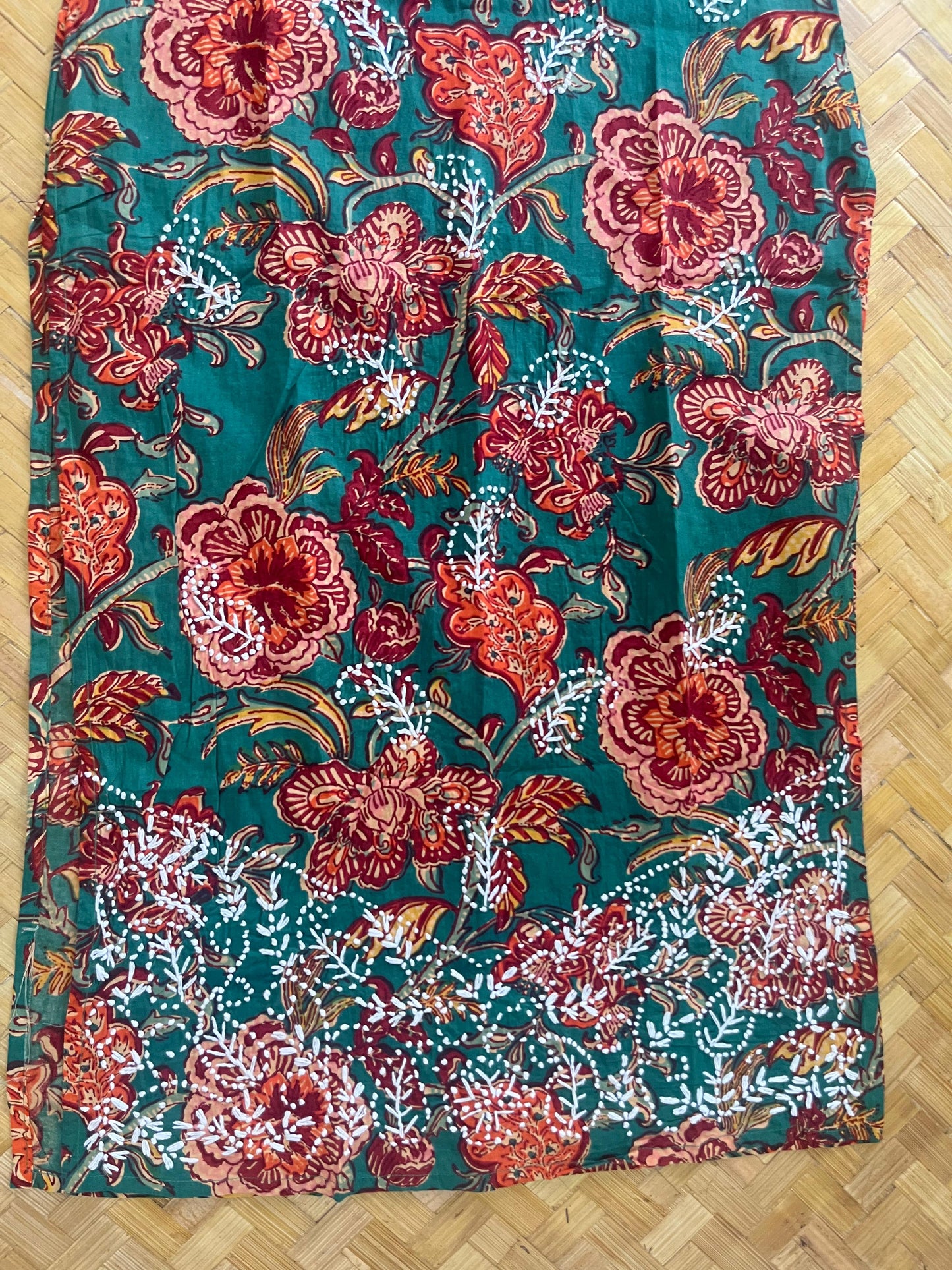 Straight Kurti - Floral Green Red