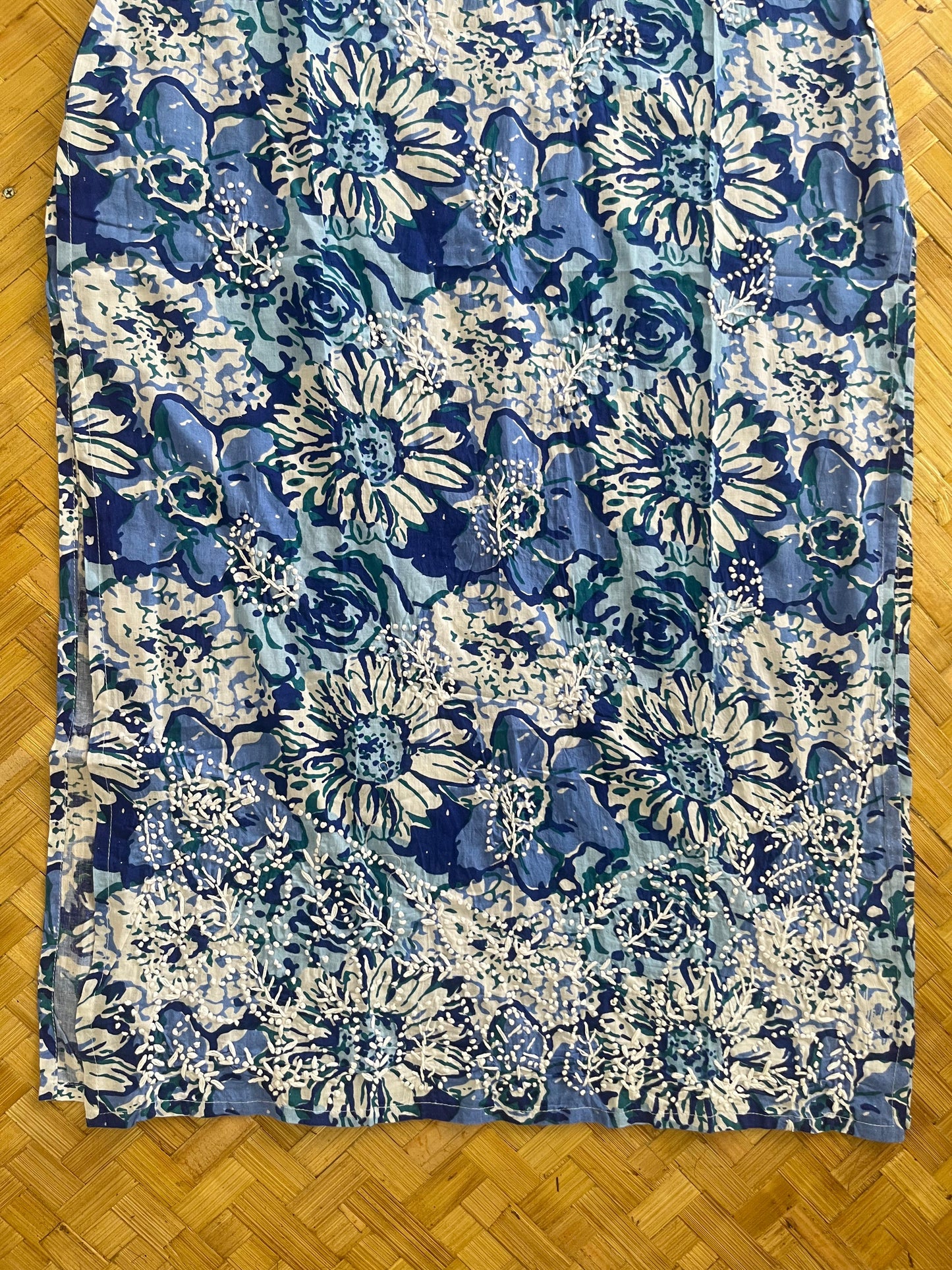 Straight Kurti and pant - Floral Hues of Blue