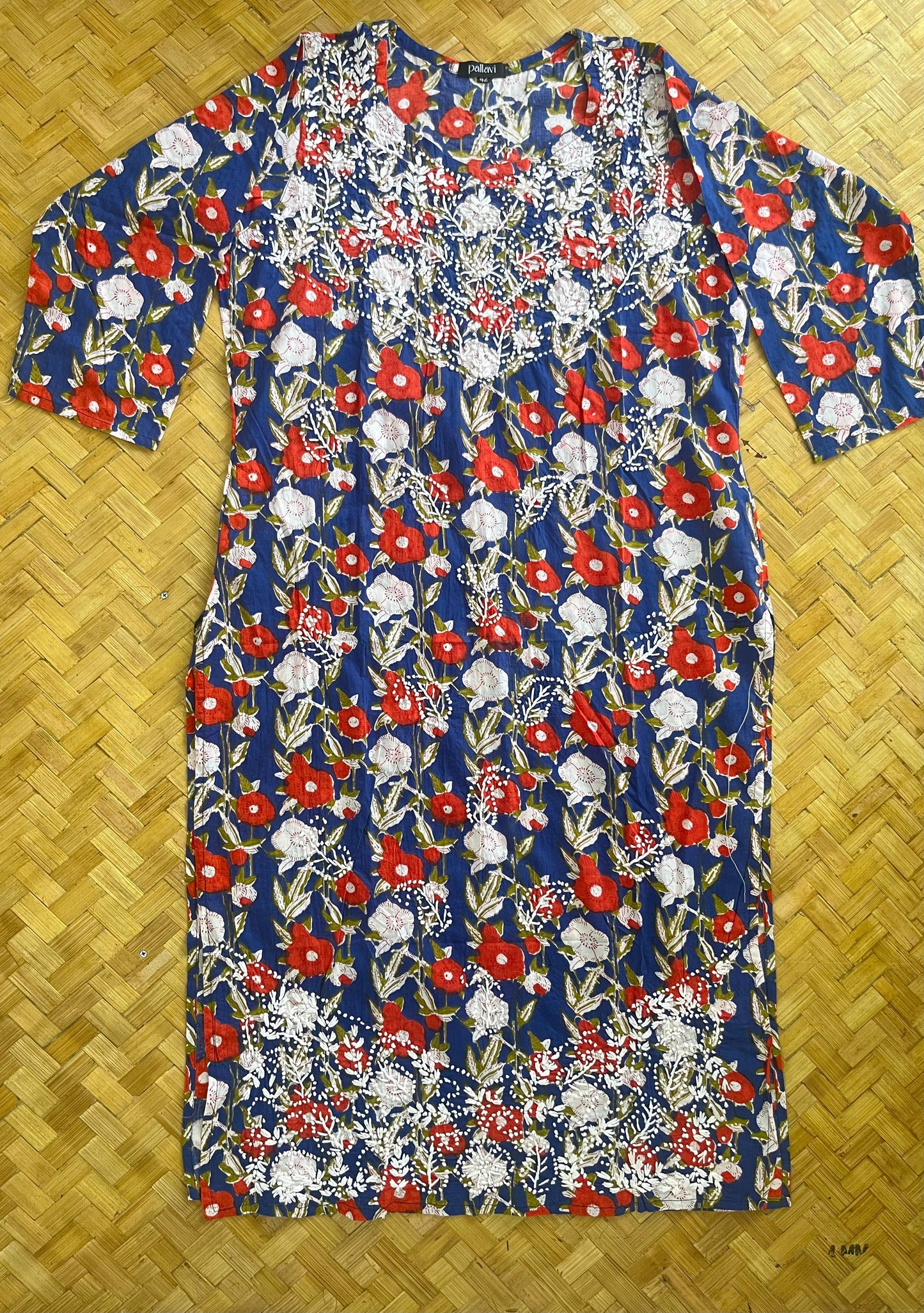 Straight Kurti PRE-ORDER - Floral White Red