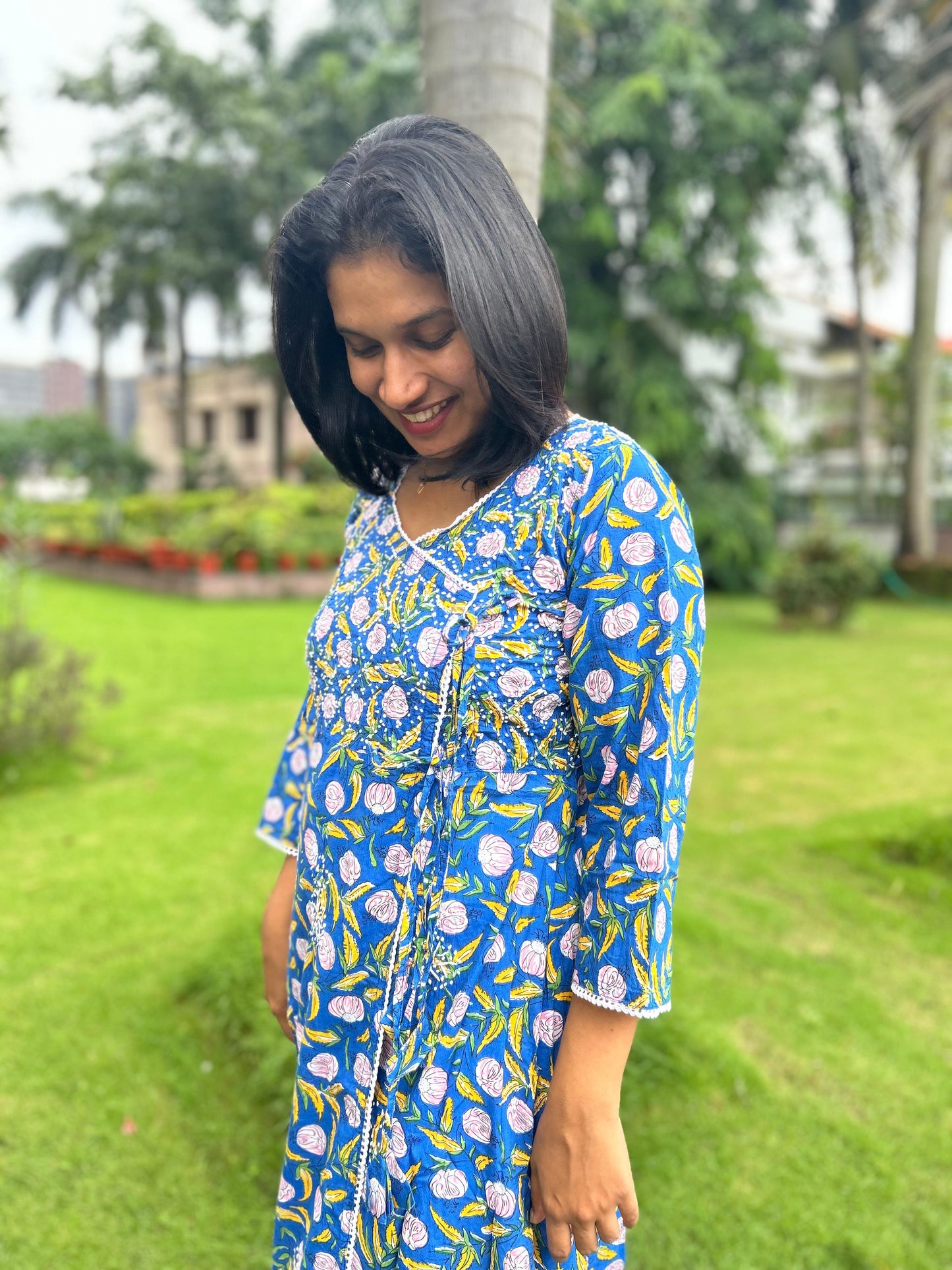 Angrakha - Floral Blue Yellow