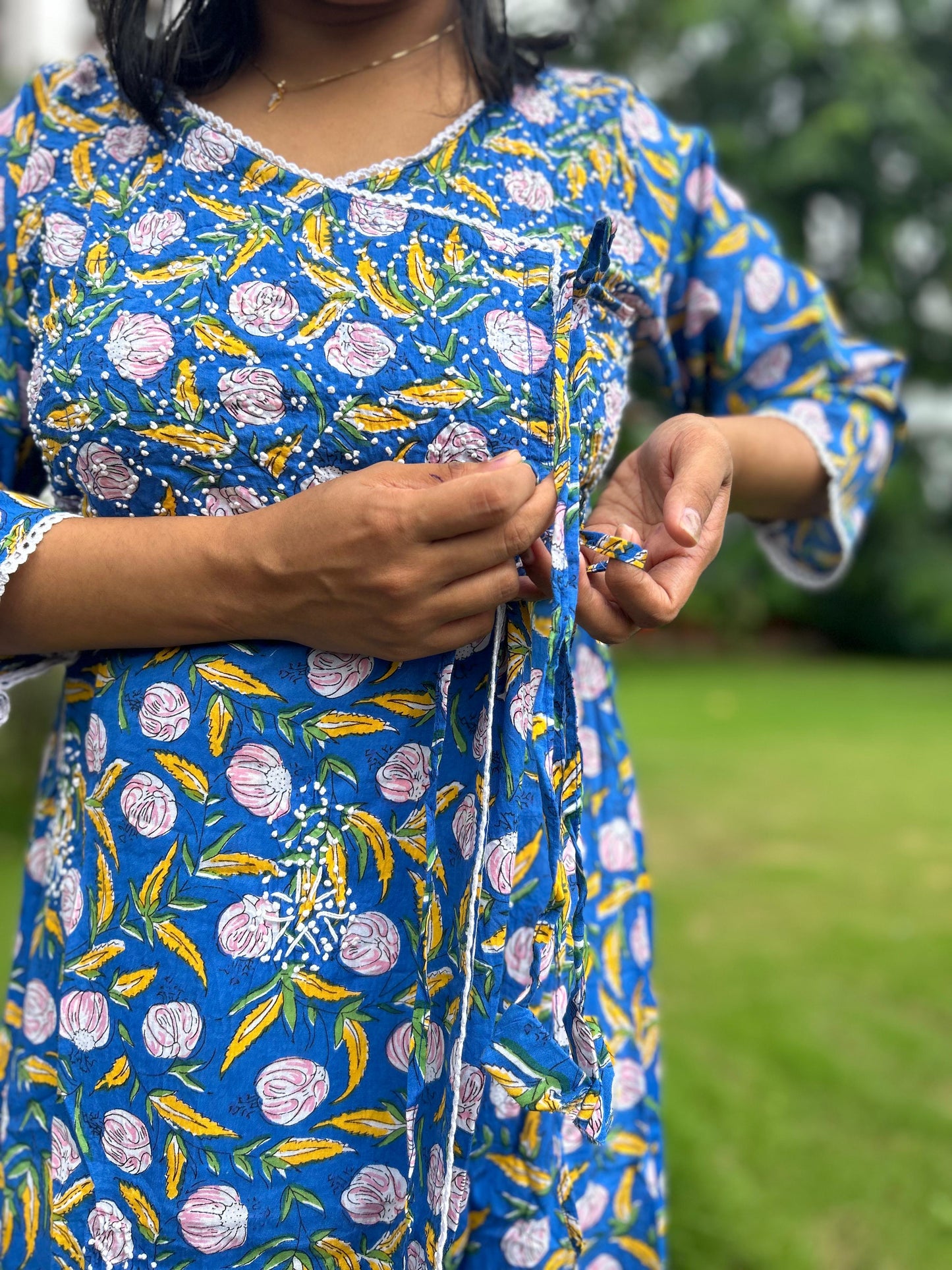 Angrakha - Floral Blue Yellow