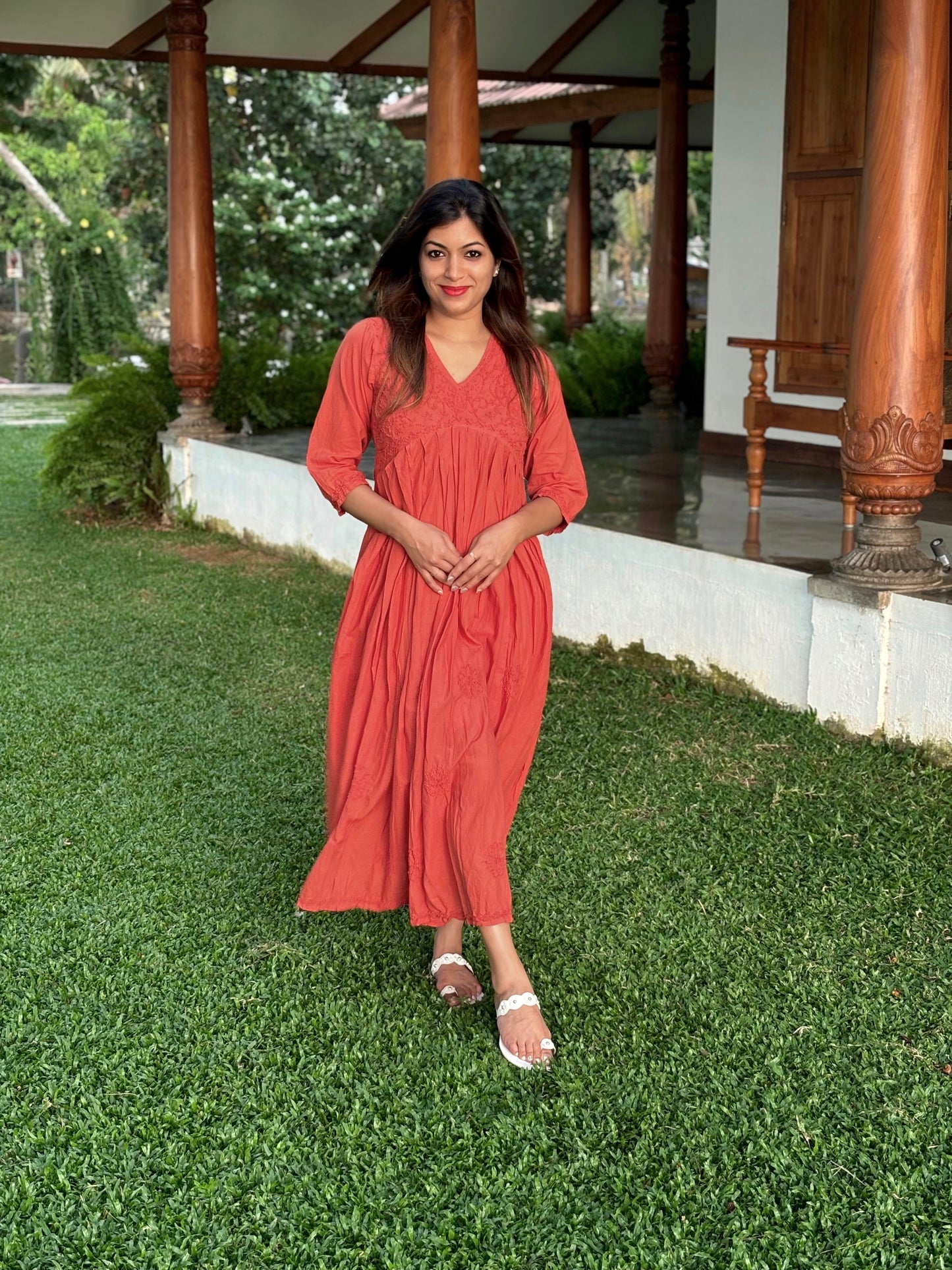 Aliya Cut Dress PRE-ORDER - Rust Orange