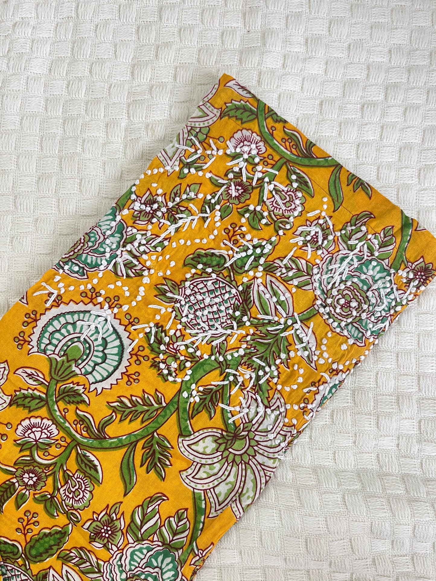 Sleeveless Straight Kurti and pant PRE-ORDER - Floral Yellow Green