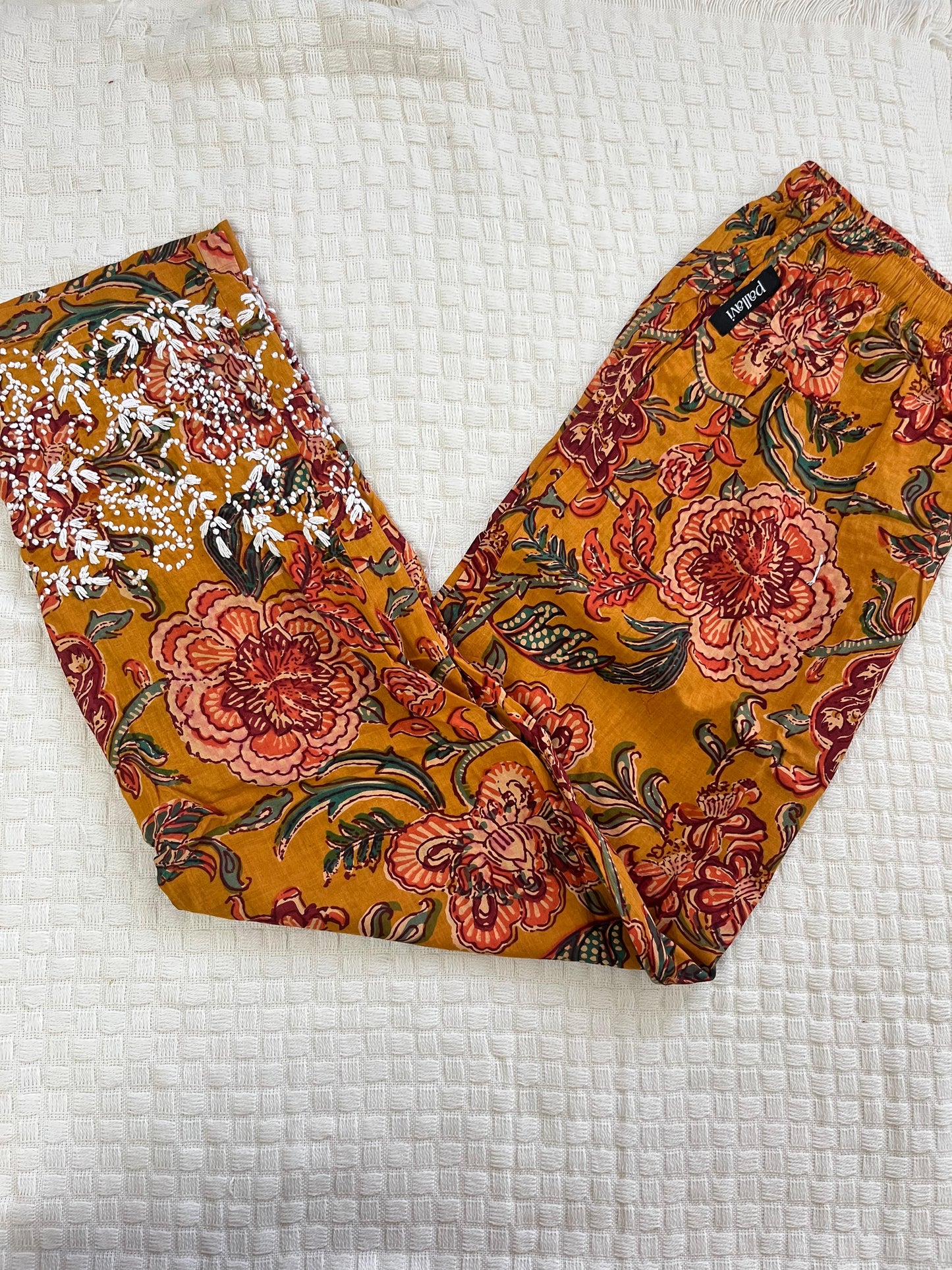 Sleeveless Straight Kurti and pant PRE-ORDER - Floral Yellow Red