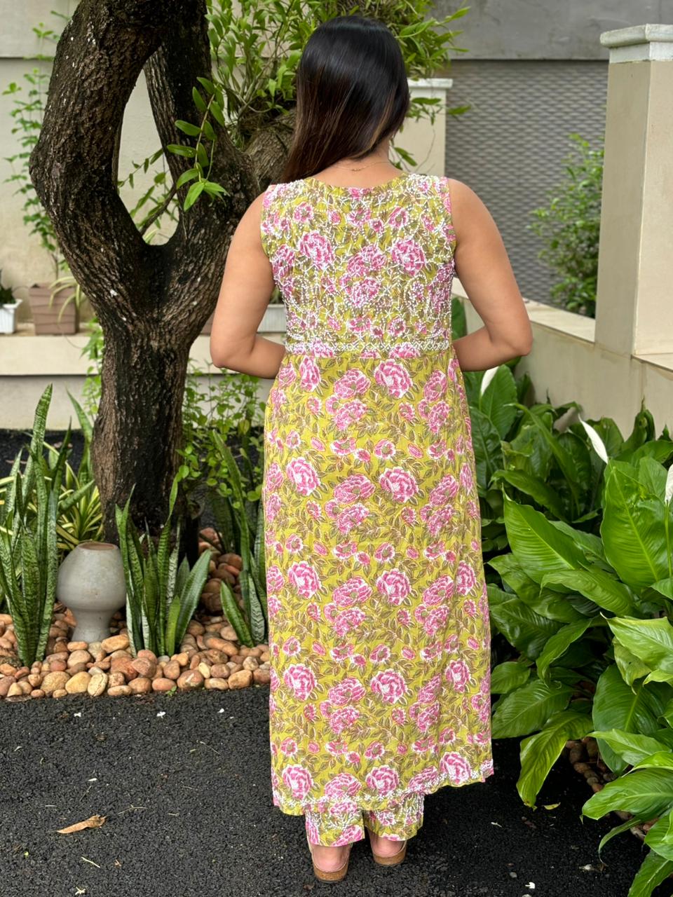 Sleeveless Aliya cut dress (with work on front and back) PRE-ORDER - Pinkcurrent